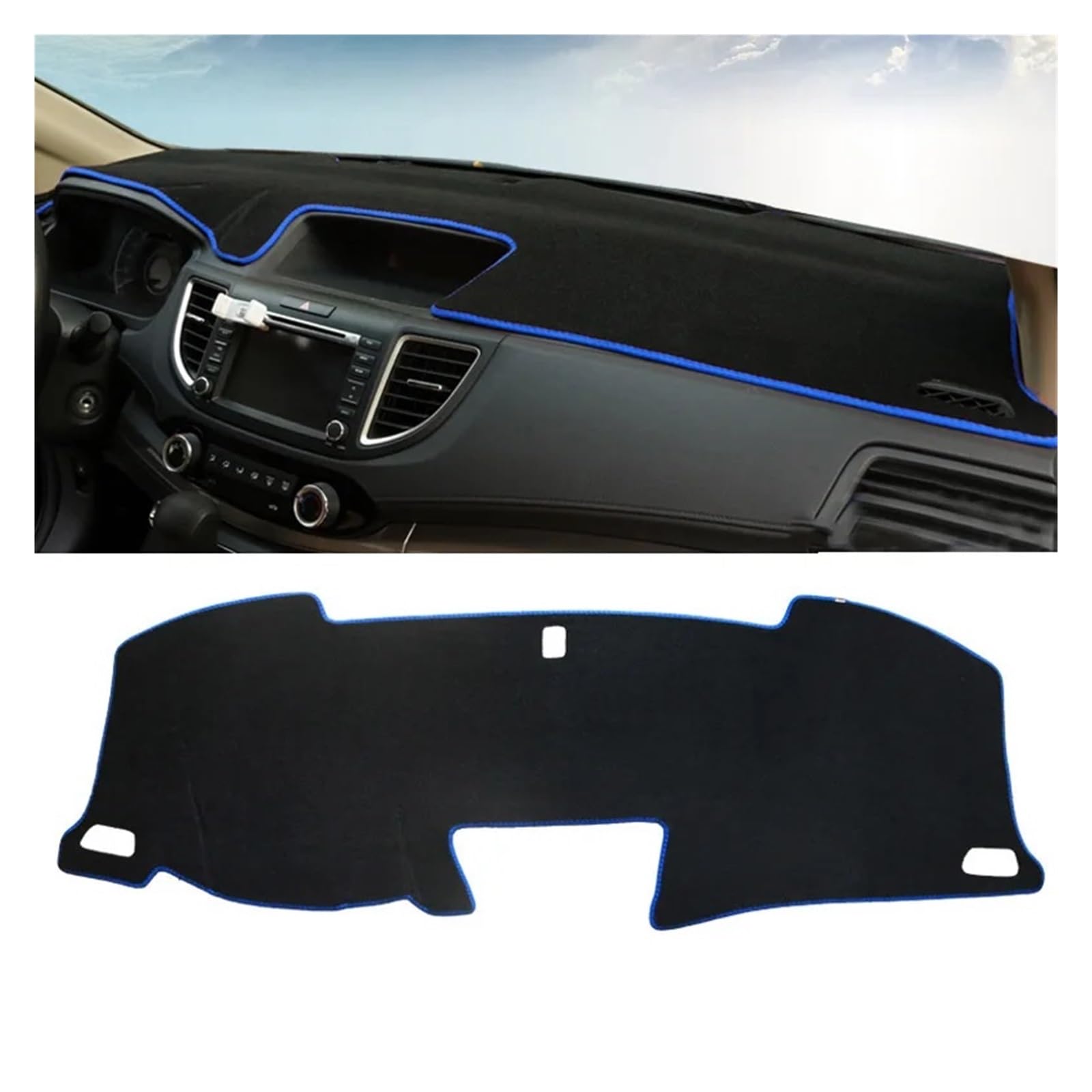 Auto Armaturenbrett Abdeckung Für CRV 5th 2017 2018 2019 2020 2022 Auto Dashboard Abdeckung Matte Vermeiden Licht Pad Instrument Plattform Dashboard Kissen Teppich(12-16 Blue Side) von VETJMUA