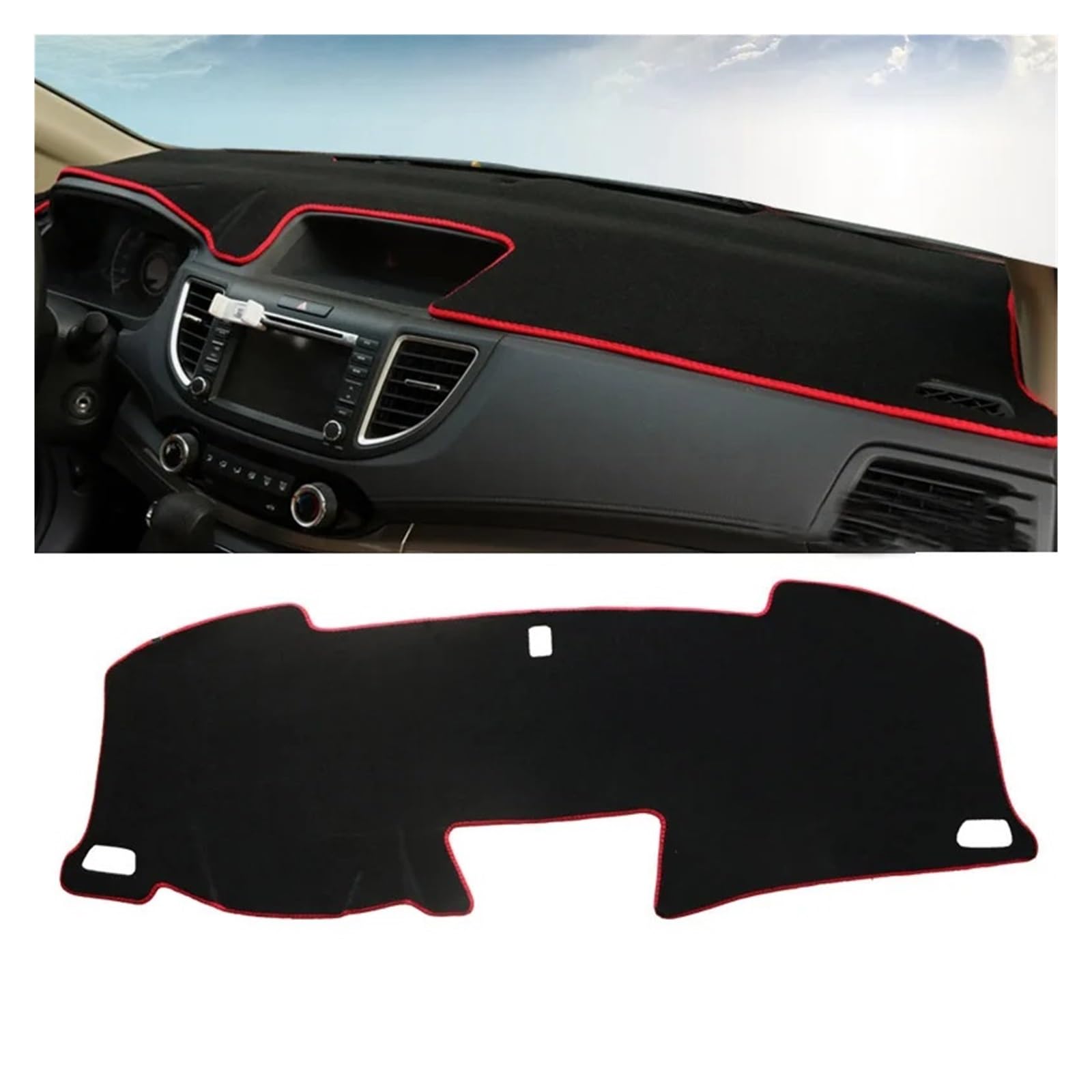 Auto Armaturenbrett Abdeckung Für CRV 5th 2017 2018 2019 2020 2022 Auto Dashboard Abdeckung Matte Vermeiden Licht Pad Instrument Plattform Dashboard Kissen Teppich(12-16 Red Side) von VETJMUA