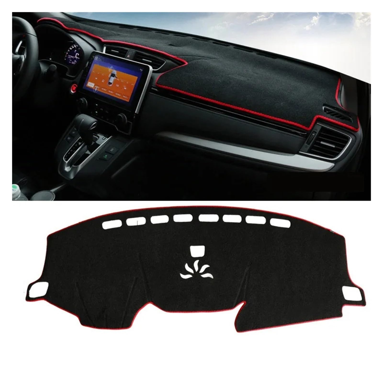 Auto Armaturenbrett Abdeckung Für CRV 5th 2017 2018 2019 2020 2022 Auto Dashboard Abdeckung Matte Vermeiden Licht Pad Instrument Plattform Dashboard Kissen Teppich(17-22 Red Side) von VETJMUA