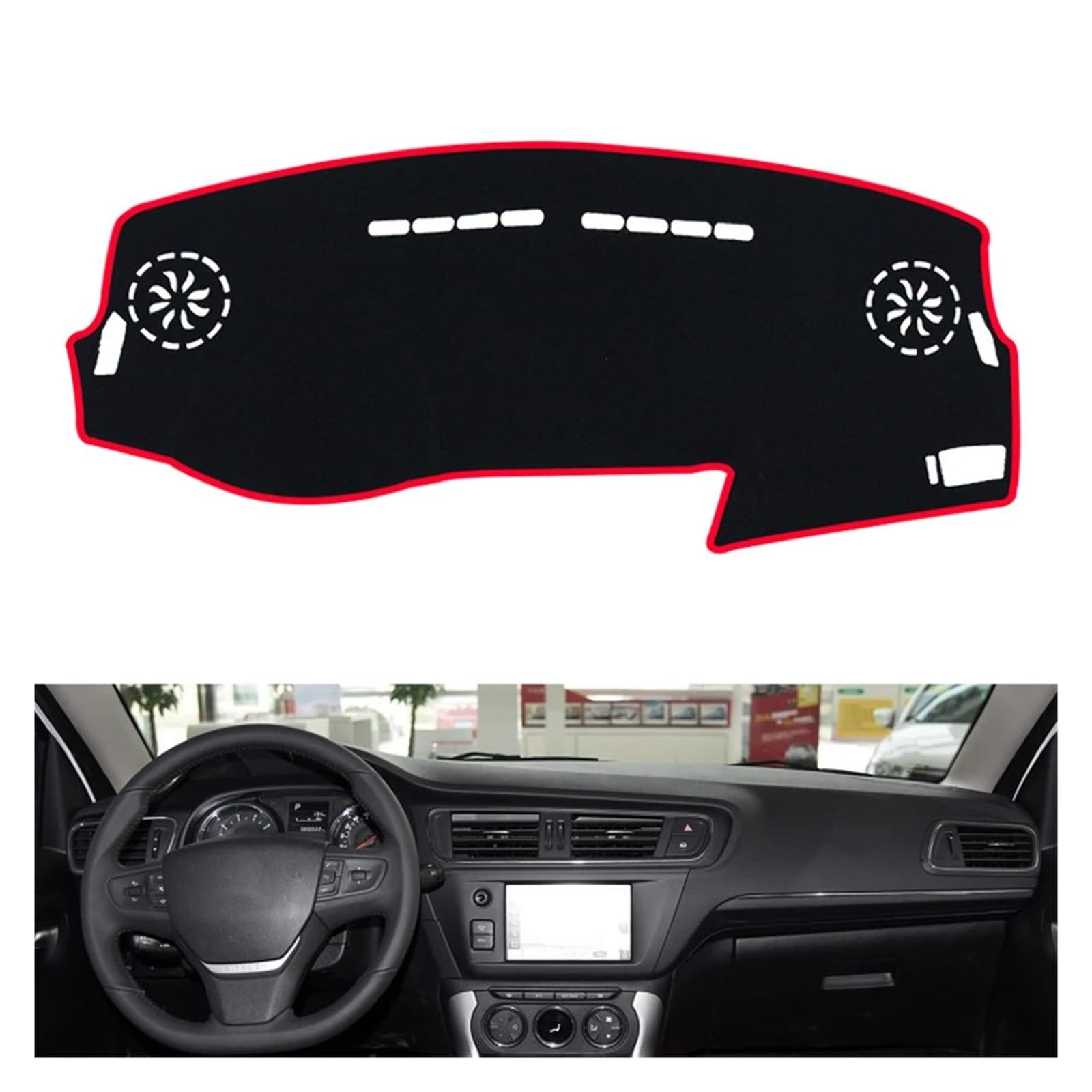 Auto Armaturenbrett Abdeckung Für Citroen C3-XR 2013 2014 2015 2016 2017 2018 Rechts- Und Linkslenker Auto Armaturenbrett Abdeckungen Matte Schatten Kissen Pad Teppiche(Red Edge,Linkslenker) von VETJMUA