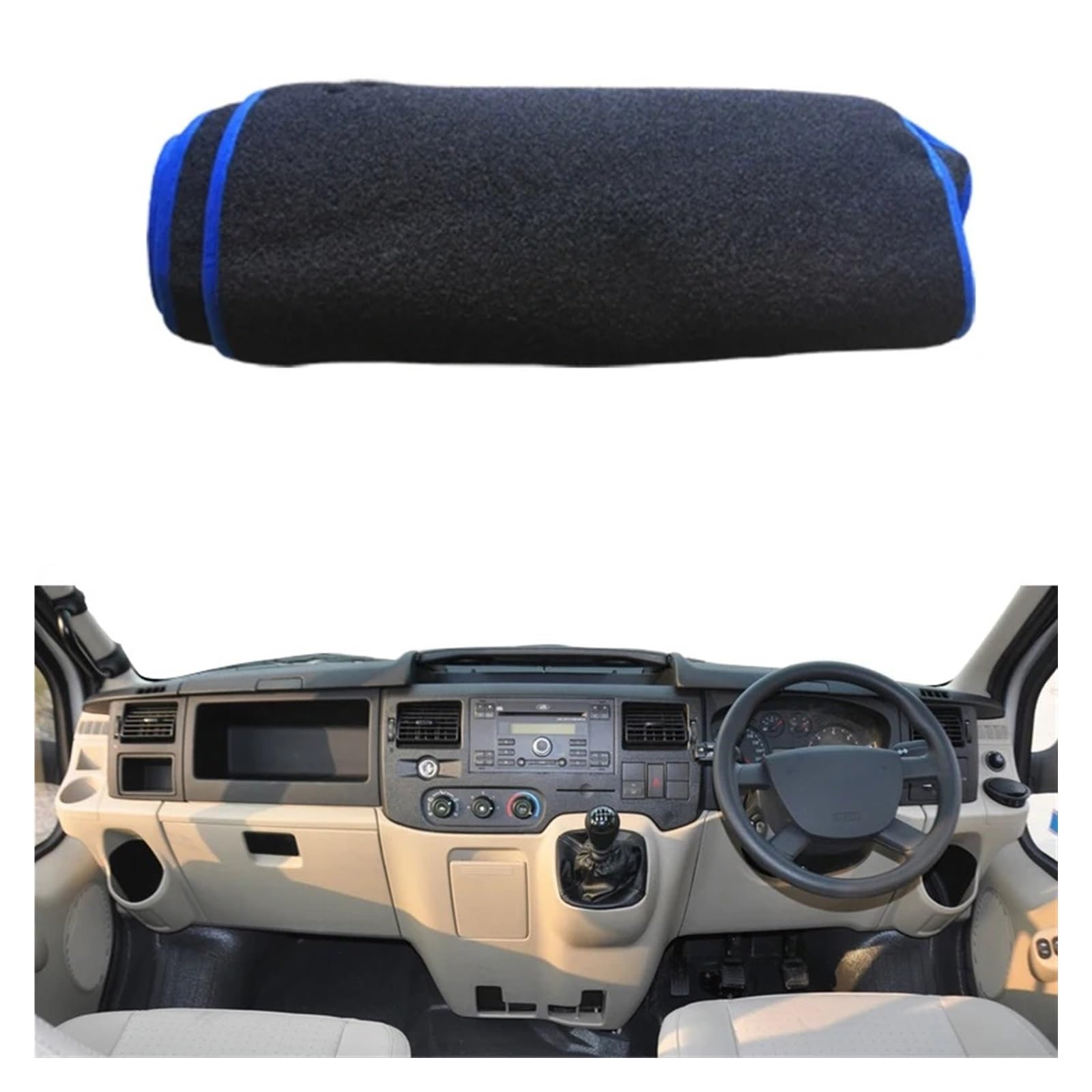 Auto Armaturenbrett Abdeckung Für Ford Für Transit 2002 2003 2004 2005 2006 2007 2008 2009 Auto Dashboard Abdeckung Teppich Cape Sonnenschutz Pad Dashmat Protector(RHD Blue) von VETJMUA