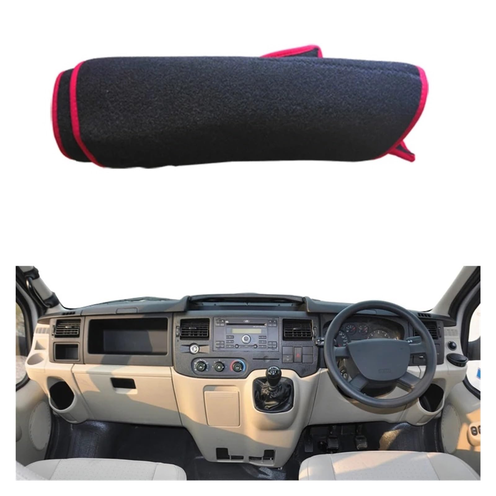 Auto Armaturenbrett Abdeckung Für Ford Für Transit 2002 2003 2004 2005 2006 2007 2008 2009 Auto Dashboard Abdeckung Teppich Cape Sonnenschutz Pad Dashmat Protector(RHD Red) von VETJMUA