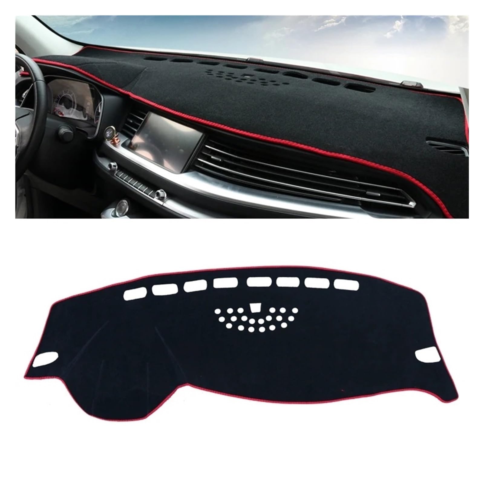 Auto Armaturenbrett Abdeckung Für Haval H6 2017 2018 2019 2020 Auto Dashboard Abdeckung Matte Sonnenschutz Pad Instrument Panel Teppiche Anti-Uv(A Red Side) von VETJMUA