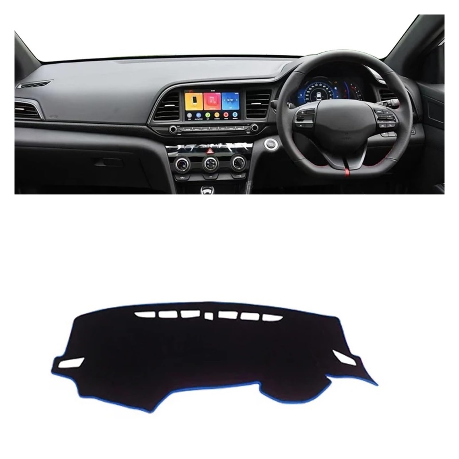 Auto Armaturenbrett Abdeckung Für Hyundai Für Elantra AD 2016-2018 2019 2020 Dash Mat Auto Dashmat Dashboard Abdeckung Sonnenschutz Armaturenbrett Abdeckung Teppich(RHD Blue Side) von VETJMUA