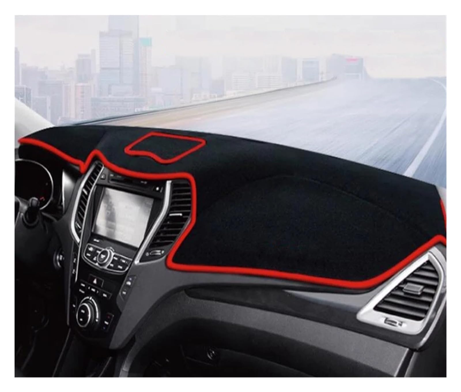 Auto Armaturenbrett Abdeckung Für Hyundai Für Santa Fe 2013 2014 2015 2016 2017 2018 2019 2020 Auto Vermeiden Licht Pad Auto Dashboard Abdeckung Matte Sonnenschutz Pad(13-18 A red) von VETJMUA