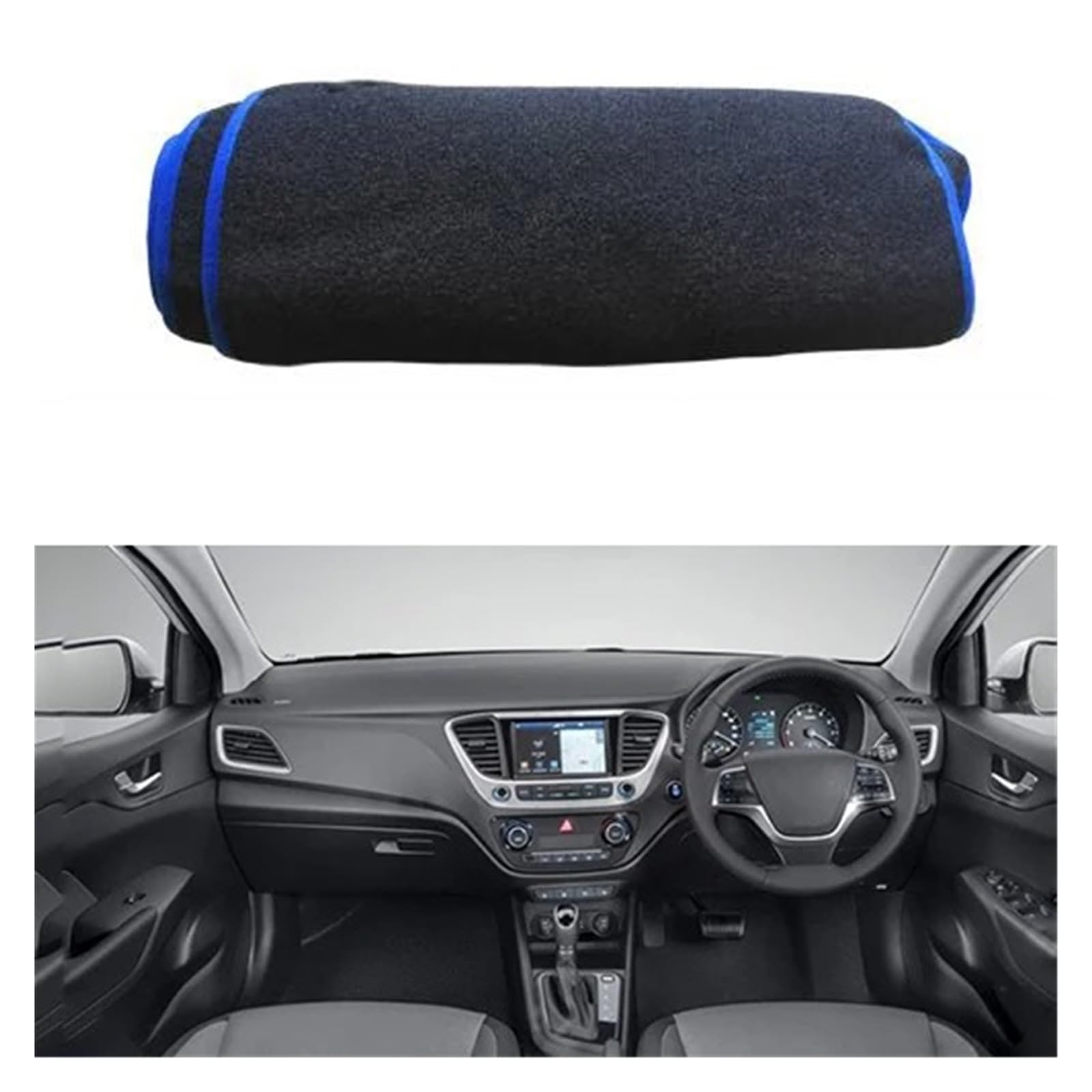 Auto Armaturenbrett Abdeckung Für Hyundai Für Solaris 2 Für Accent Für Verna 2017 2018 2019 2020 Sonnenschutz Teppich Auto Innere Dashmat Dash Matte Armaturenbrett Abdeckung(RHD Blue) von VETJMUA