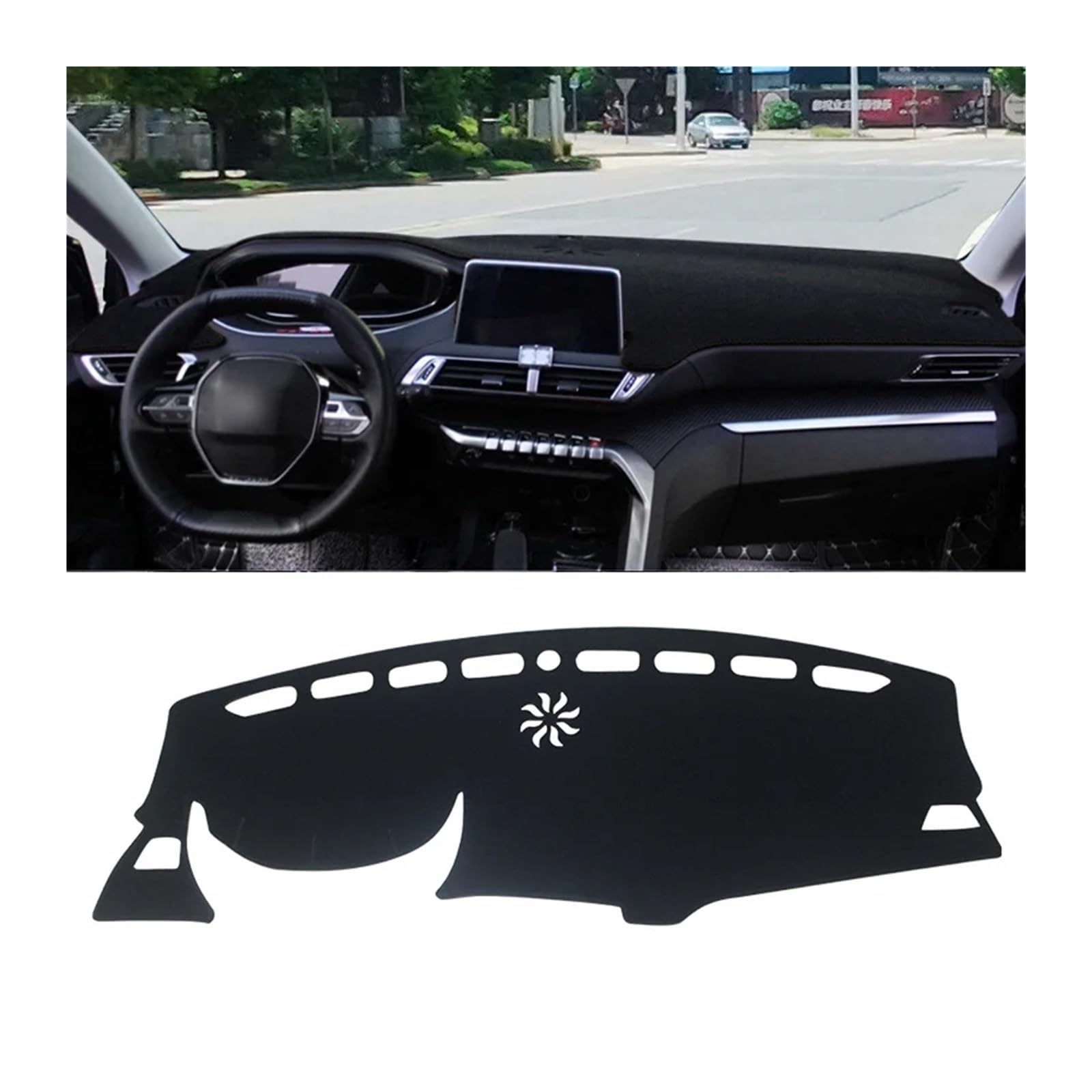 Auto Armaturenbrett Abdeckung Für Peugeot 3008 5008 GT Hybrid 2016 2017 2018 2019 2020 2021 2022 2023 Auto Dashboard Matte Sonnenschutz Abdeckung Pad Zubehör(LHD Black Side) von VETJMUA