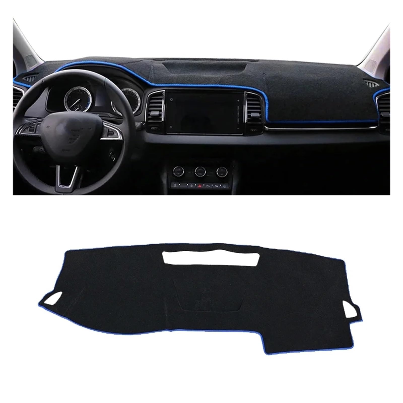 Auto Armaturenbrett Abdeckung Für Skoda Für Karoq 2017 2018 2019 2020 2021 2022 Dash Mat Auto Dashmat Dashboard Abdeckung Sonnenschutz Armaturenbrett Abdeckung Teppich(LHD Blue Side) von VETJMUA