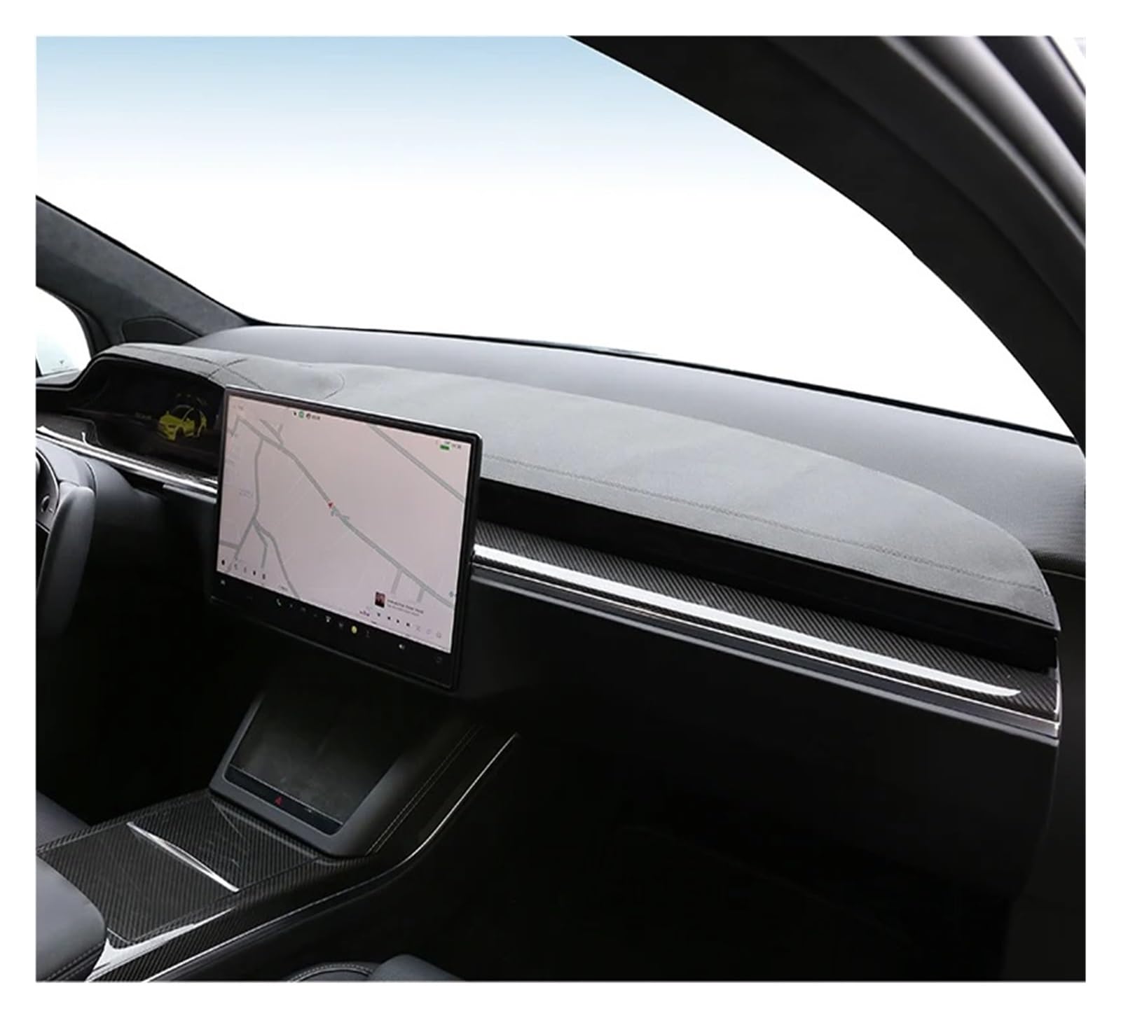 Auto Armaturenbrett Abdeckung Für Tesla Für Modell X 2023 Auto Armaturenbrettabdeckung Vermeiden Sie Lichtpad Armaturenbrettmatte Instrumententafel Sonnenschutzpad Teppich(Frosted Leather) von VETJMUA