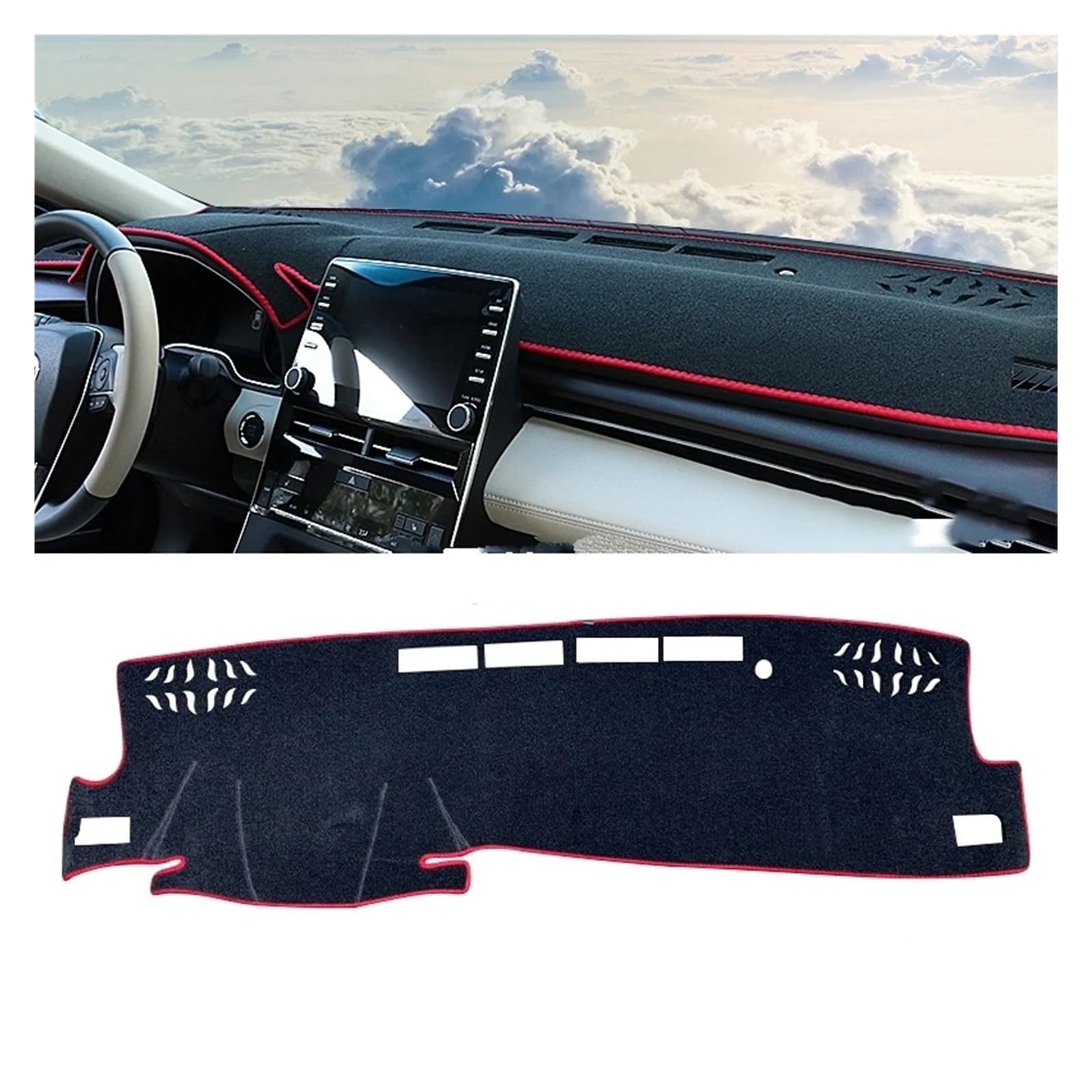 Auto Armaturenbrett Abdeckung Für Toyota Für Avalon 2018 2019 2020 2021 2023 Auto Dashboard Abdeckung Vermeiden Licht Pad Instrument Panel Matte Teppiche Anti-Uv(Front No HUD Red) von VETJMUA