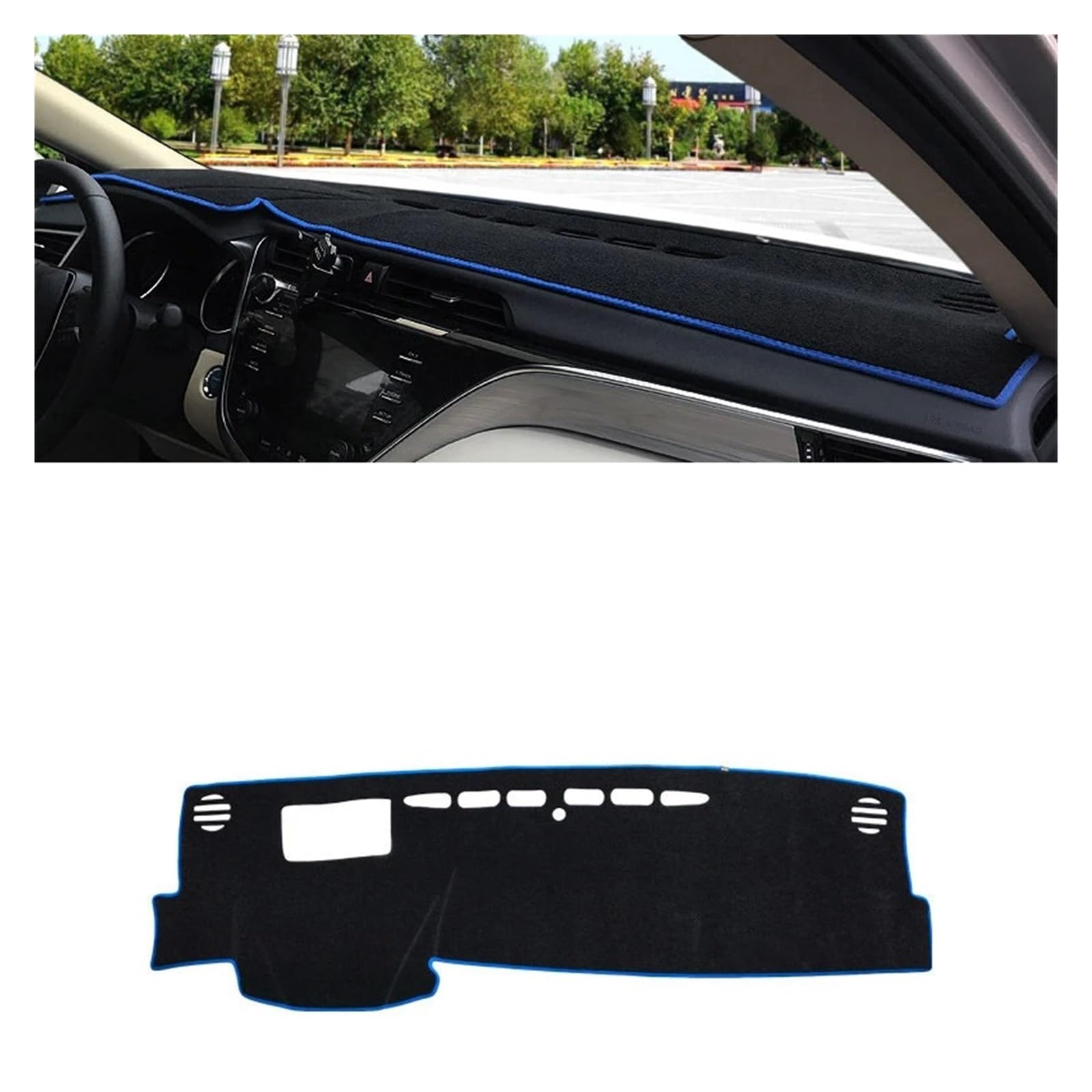 Auto Armaturenbrett Abdeckung Für Toyota Für Camry 70 XV70 2018 2019 2020 2021 2022 2023 Auto Dashboard Vermeiden Licht Pad Instrument Plattform Abdeckung Matten Teppiche(Front Blue) von VETJMUA