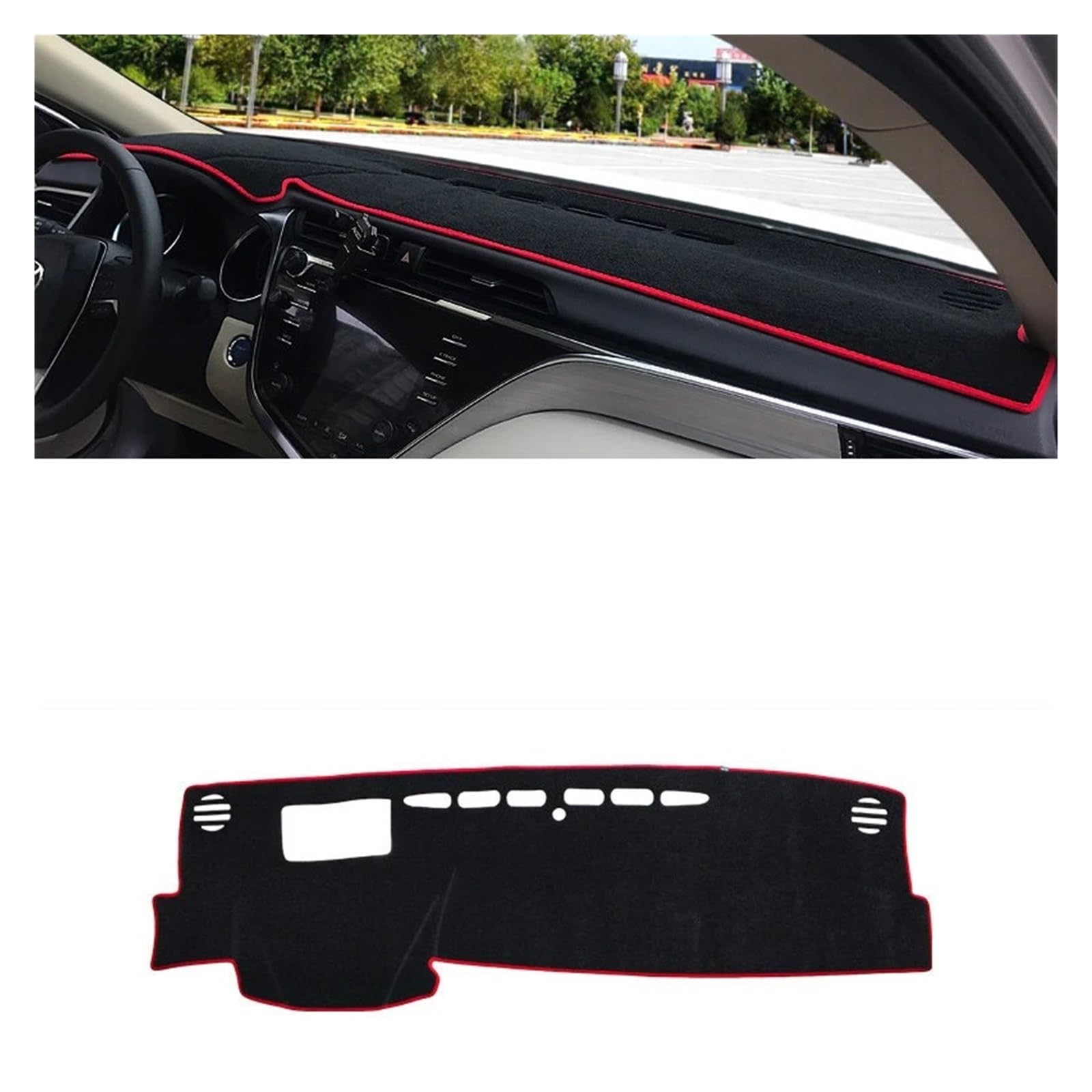 Auto Armaturenbrett Abdeckung Für Toyota Für Camry 70 XV70 2018 2019 2020 2021 2022 2023 Auto Dashboard Vermeiden Licht Pad Instrument Plattform Abdeckung Matten Teppiche(Front Red) von VETJMUA