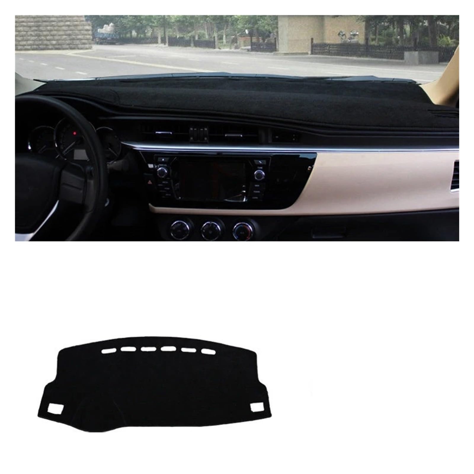 Auto Armaturenbrett Abdeckung Für Toyota Für Corolla E140/E150 2007-2014 2015 2016 2017 2018 Auto Dashboard Abdeckung Dash Matte Sonnenschutz Dashboard Pad Teppich LHD(14-18 Front Black) von VETJMUA