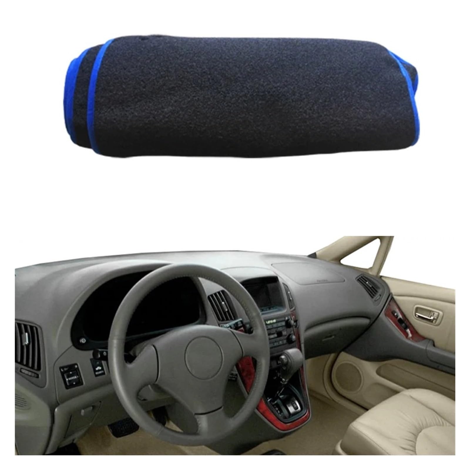 Auto Armaturenbrett Abdeckung Für Toyota Für Harrier 1997 1998 1999 2000 2001 2002 2003 Auto Dashboard Abdeckung Dash Matte Teppich Sonnenschutz Pad Anti-Sonne UV(LHD Blue) von VETJMUA