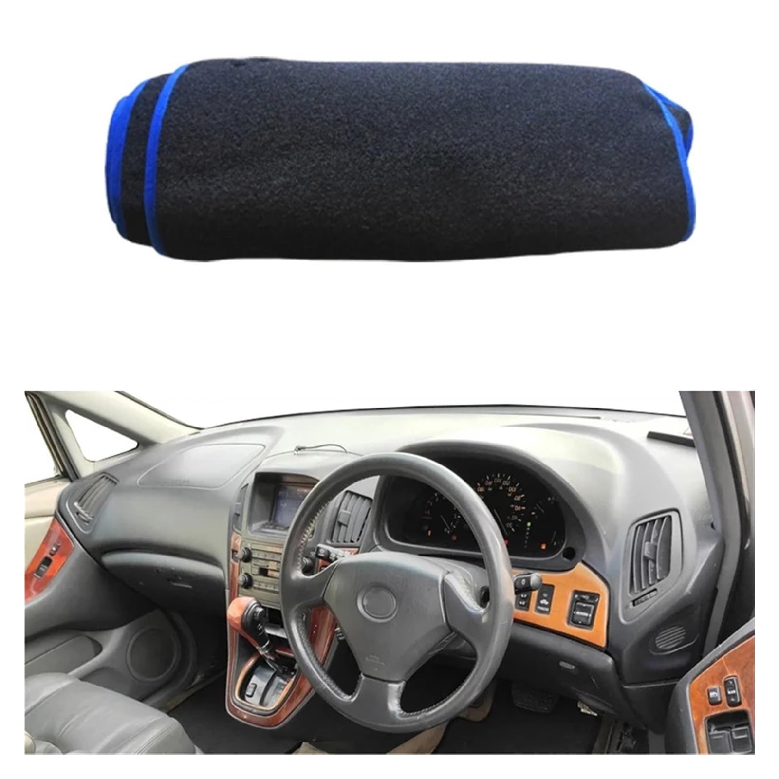 Auto Armaturenbrett Abdeckung Für Toyota Für Harrier 1997 1998 1999 2000 2001 2002 2003 Auto Dashboard Abdeckung Dash Matte Teppich Sonnenschutz Pad Anti-Sonne UV(RHD Blue) von VETJMUA