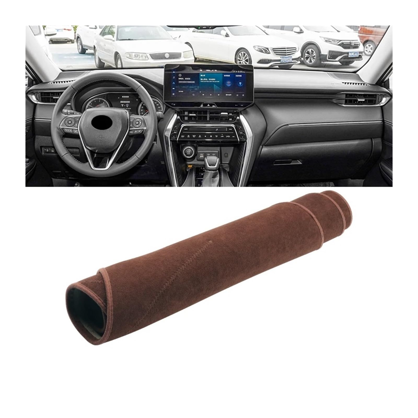 Auto Armaturenbrett Abdeckung Für Toyota Für Harrier XU80 2020 2021 2022 2023 Auto-Dashboard Instrumententafel-Abdeckungspads Sonnenschutzmatten Anti-Uv-Teppiche(LHD Brown) von VETJMUA