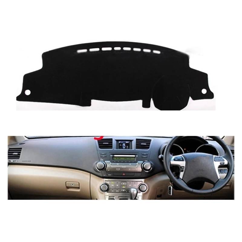 Auto Armaturenbrett Abdeckung Für Toyota Für Highlander 2009 2010 2011 2012 2013 2014 Rechts- Und Linkslenker Auto Armaturenbrett Abdeckungen Matte Schatten Kissen Pad Teppiche(Blue Edge,Rechtslenker) von VETJMUA