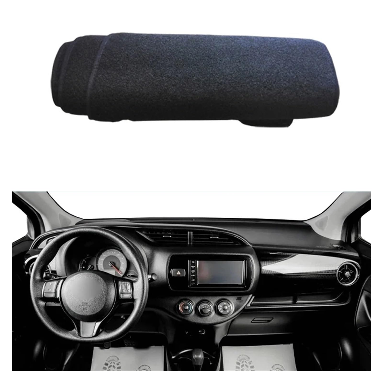 Auto Armaturenbrett Abdeckung Für Toyota Für Vitz 2018 2019 2020 Auto Sonnenschutz DashMat Anti-Uv Anti-Sonne Teppich Pad Kissen Auto Dashboard Abdeckung Teppich Dash Matte(LHD Black Edge) von VETJMUA