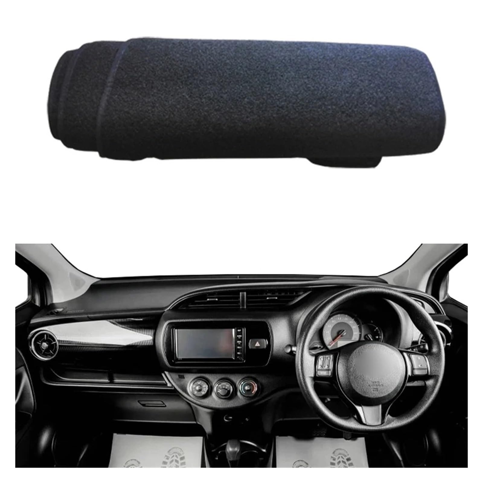 Auto Armaturenbrett Abdeckung Für Toyota Für Vitz 2018 2019 2020 Auto Sonnenschutz DashMat Anti-Uv Anti-Sonne Teppich Pad Kissen Auto Dashboard Abdeckung Teppich Dash Matte(RHD Black Edge) von VETJMUA