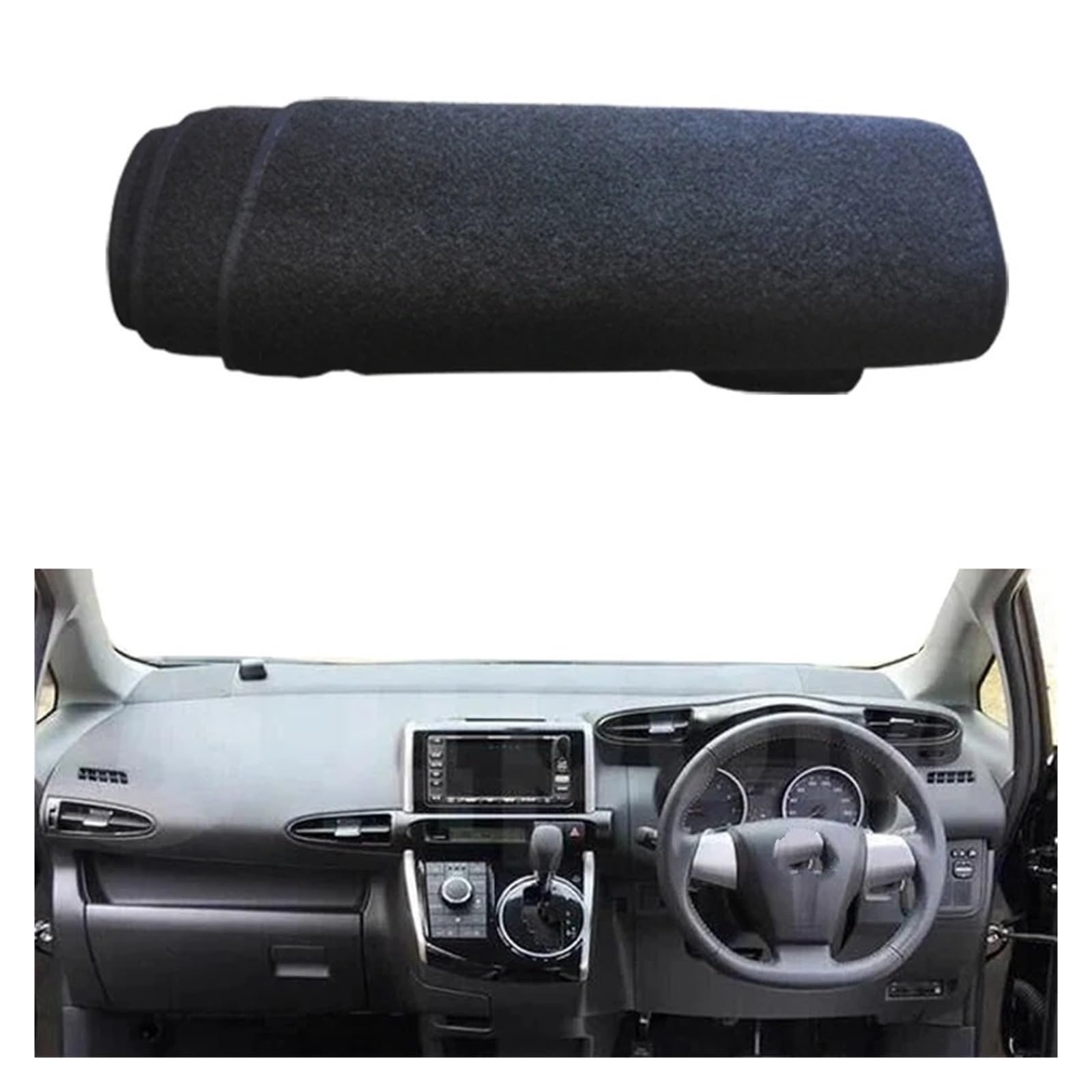 Auto Armaturenbrett Abdeckung Für Toyota Für Wunsch 2010 2011 2012 2013 2014 2015 2016 2017 2018 Dashmat Sonnenschutz Auto Innere Dashboard Abdeckung Dash Matte Teppich(RHD Black Edge) von VETJMUA