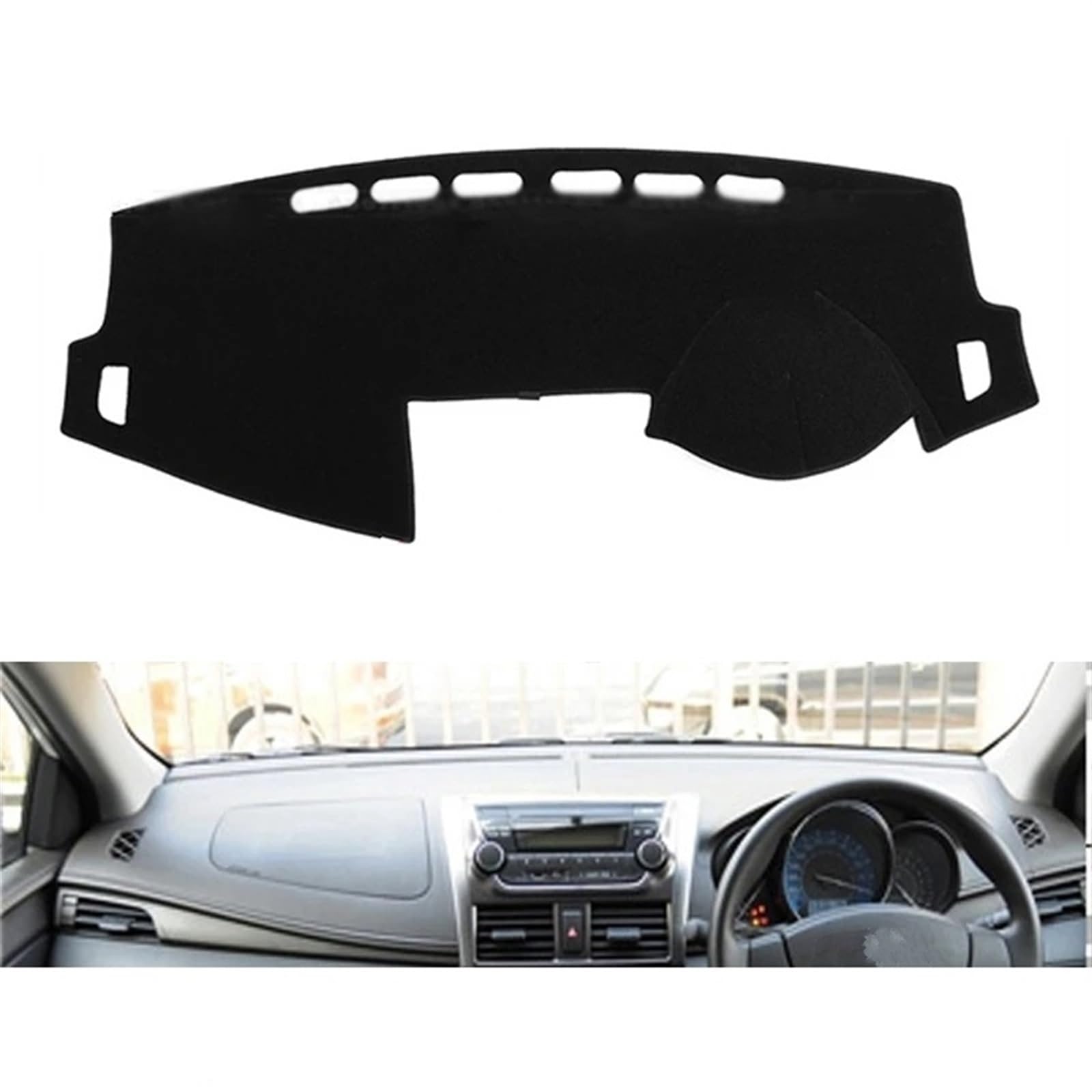 Auto Armaturenbrett Abdeckung Für Toyota Für Yaris L 2013 2014 2015 2016 Rechts- Und Linkslenker Auto Armaturenbrett Abdeckungen Matte Schatten Kissen Pad Teppiche(Black Edge,Rechtslenker) von VETJMUA