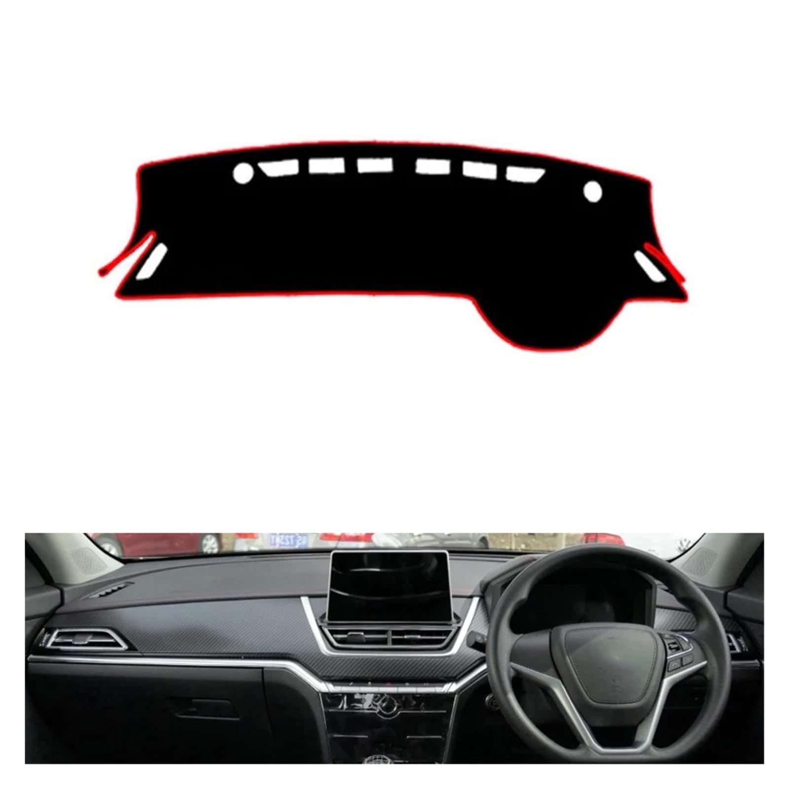 Auto Armaturenbrett Abdeckung Für Venucia T60 2018 2019 Rechts- und Linkslenker-Zubehör Auto-Armaturenbrett-Abdeckungen Matten Schatten Kissen Pad Teppiche(Black Edge,Rechtslenker) von VETJMUA