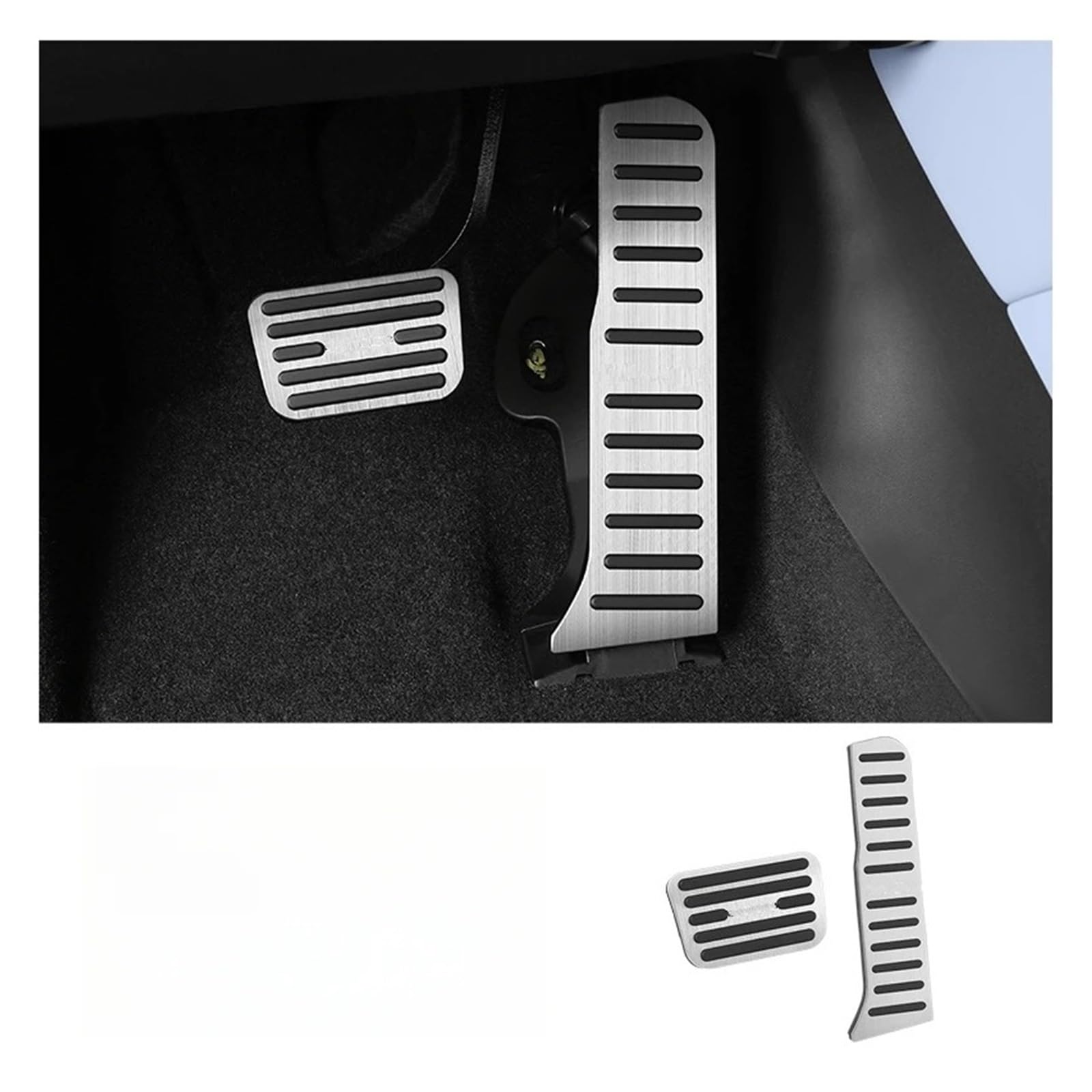 Auto Bremspedal Für BYD Für Dichtung EV Alumium Legierung Auto Gaspedal Bremspedale Anti-Slip Auto Kraftstoff Fuß Pedal Abdeckungen Zubehör Bremse Fußstütze(Silber) von VETJMUA