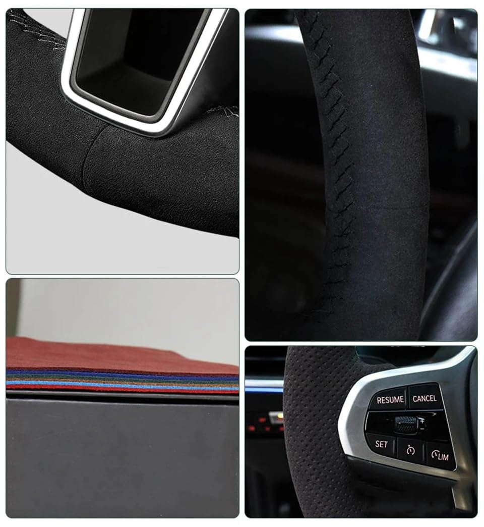 Auto Lenkradbezug E39 E46 325i E53 X5 Auto Innen Zubehör DIY Auto Lenkrad Abdeckung Wrap Auto Lenkrad Abdeckung weichem Wildleder Auto Lenkradhüllen(Red Thread) von VETJMUA