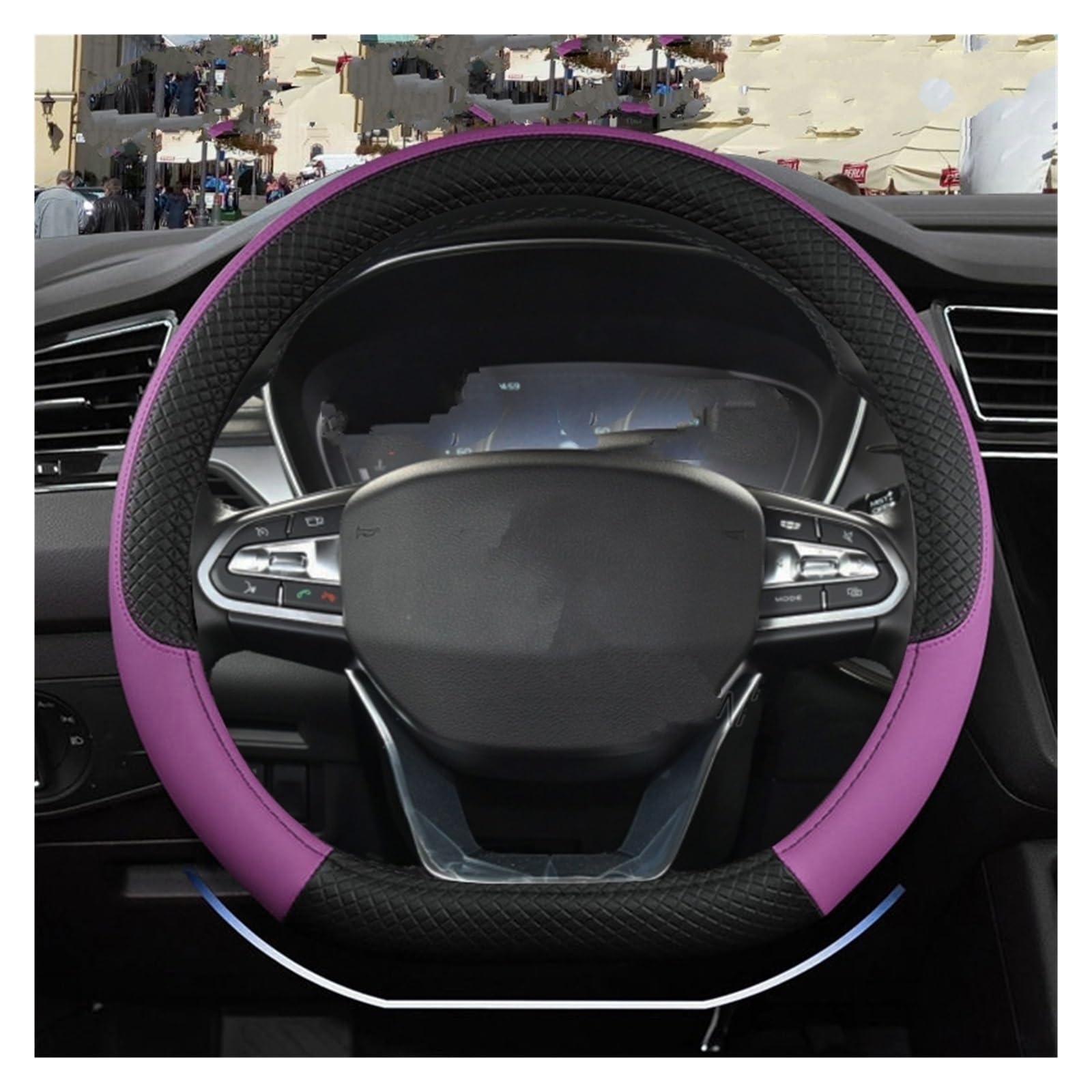 Auto Lenkradbezug Für Hyundai Für Santa Fe 2014 2015 2016 2017 2018 2019 2020 D Form Lenkrad Abdeckung PU Leder Auto Lenkradhüllen(Purple) von VETJMUA