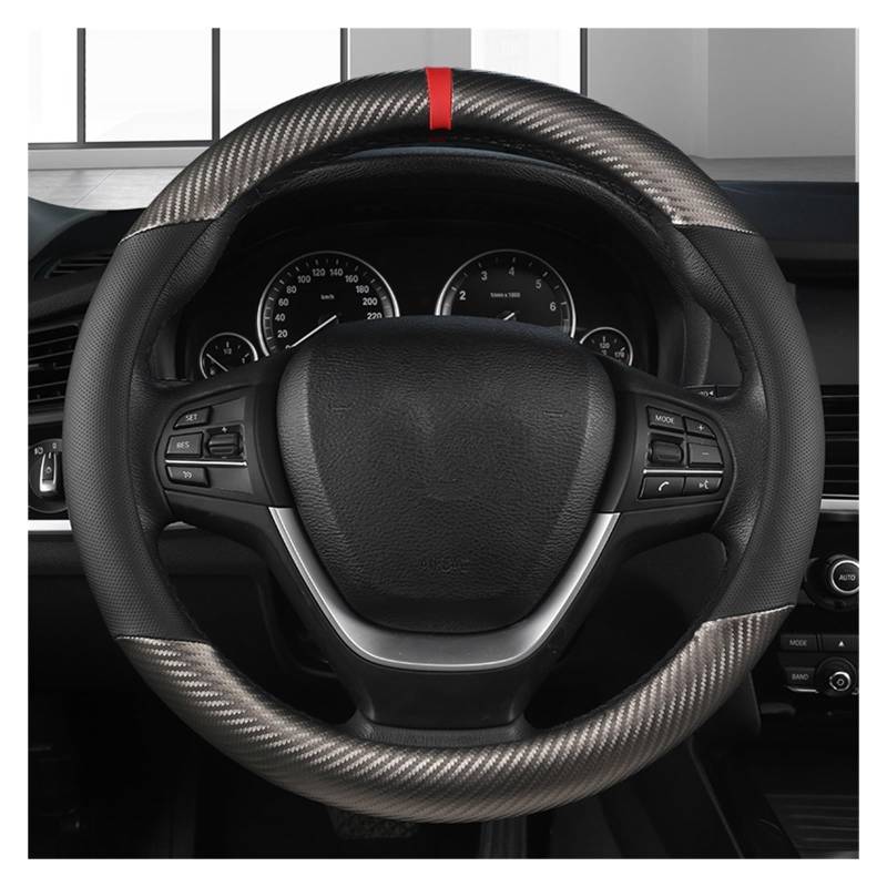 Auto Lenkradbezug Für Nissan Für Qashqai J11 Für X-Trail T32 Carbon Faser Leder Auto Lenkrad Abdeckung Auto Lenkradhüllen(Grey O Type) von VETJMUA