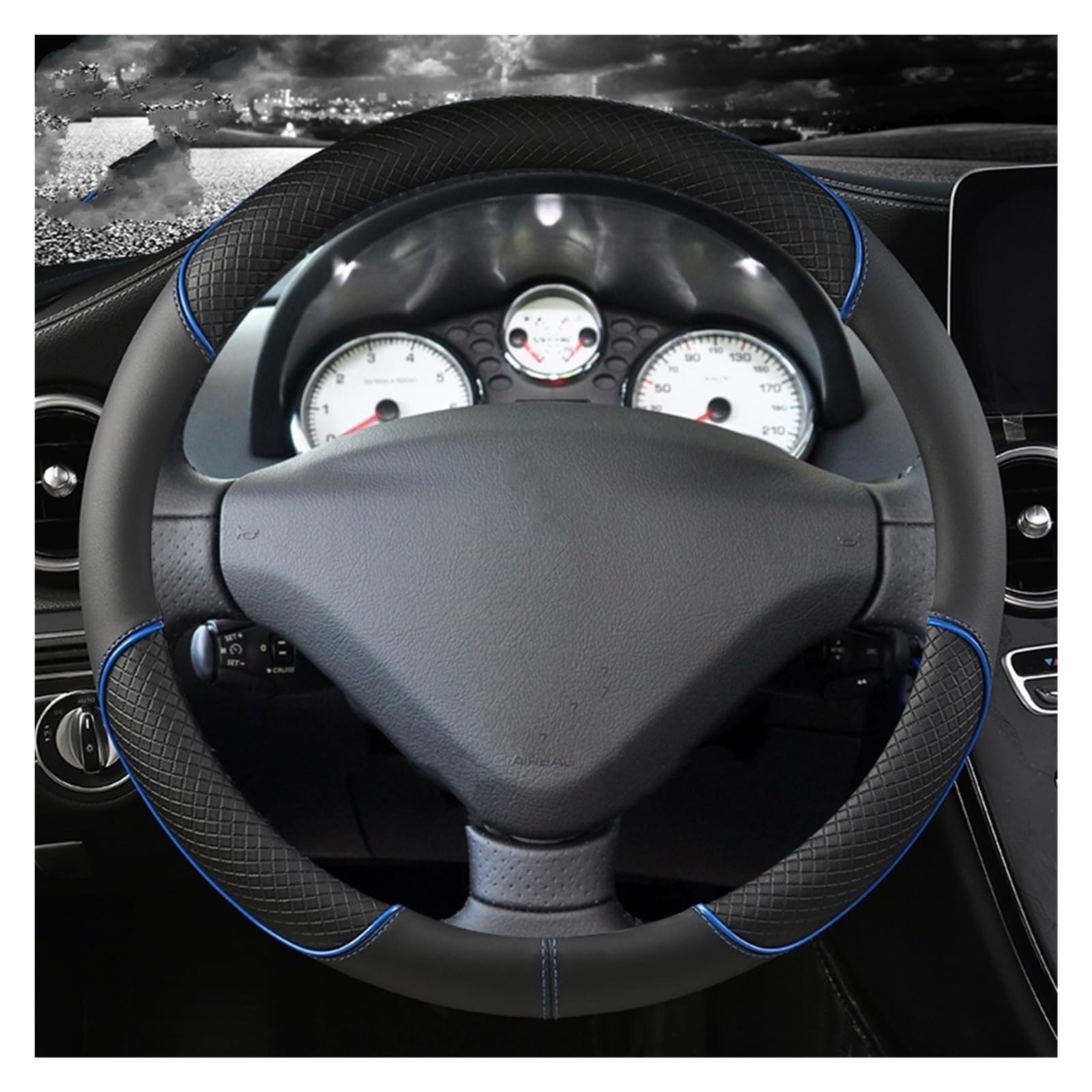 Auto Lenkradbezug Für Peugeot 206 207 307 Auto-Lenkradabdeckung, PU-Leder, rutschfest, Auto-Zubehör Auto Lenkradhüllen(Blue) von VETJMUA