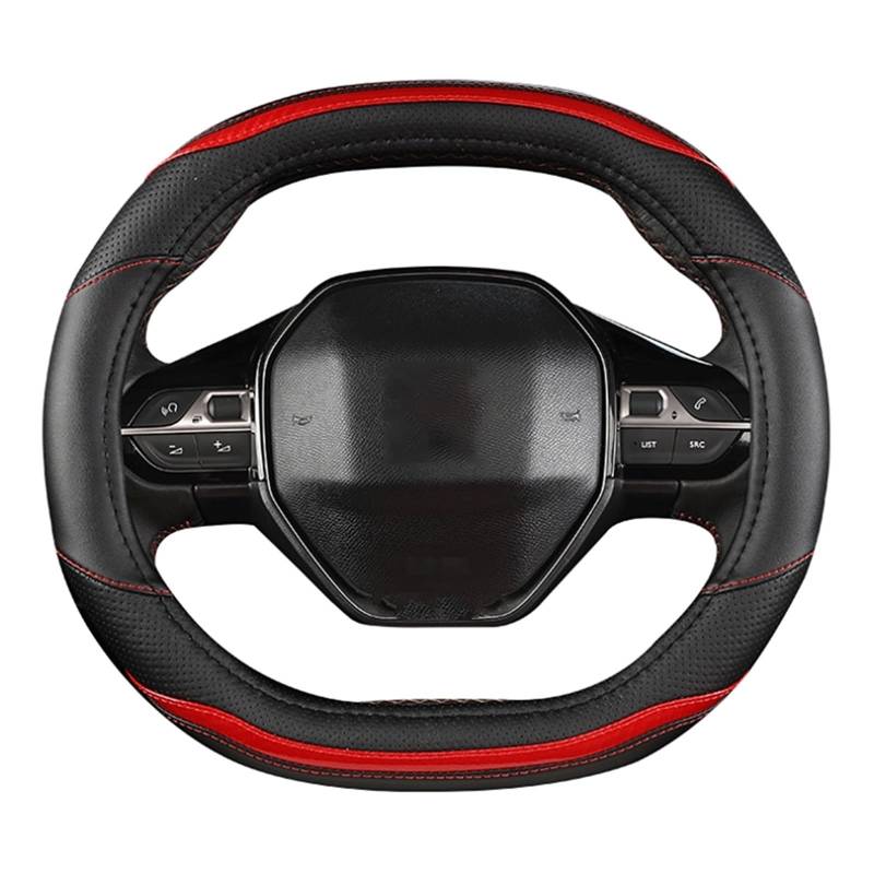 Auto Lenkradbezug Für Peugeot 3008 4008 5008 Auto Lenkrad Abdeckung Carbon Faser + PU Leder Auto Innen Zubehör Auto Lenkradhüllen(Red) von VETJMUA