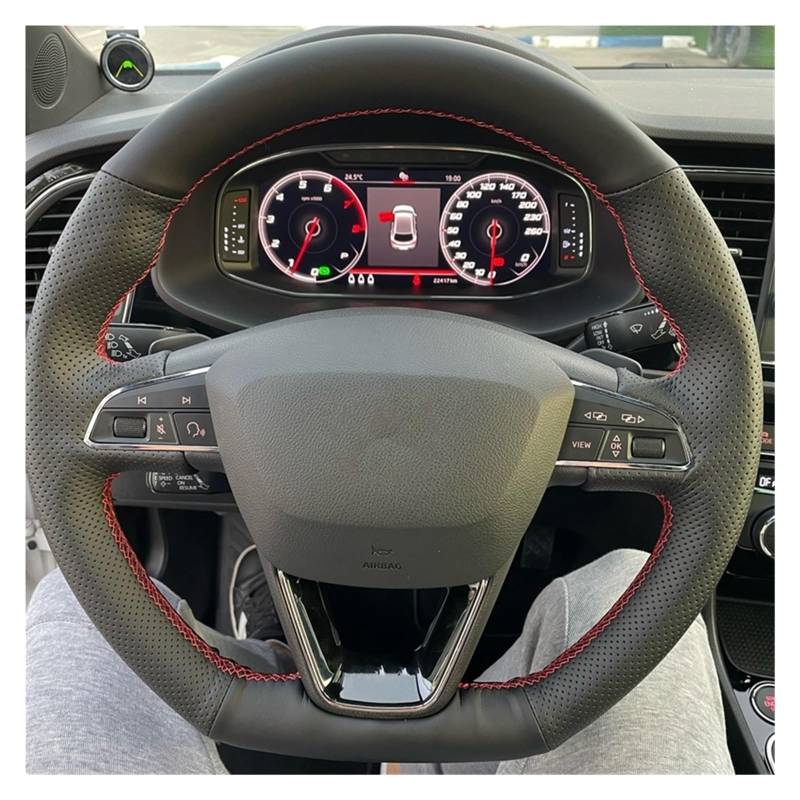 Auto Lenkradbezug Für Seat Für Leon Für Cupra Für Leon ST Für Cupra Für Leon ST Für Cupra 2013-2019 Für Ateca Für Cupra Für Ateca FR 2016-2019 Auto Lenkrad Geflecht Abdeckung Auto Lenkradhüllen(Gray T von VETJMUA