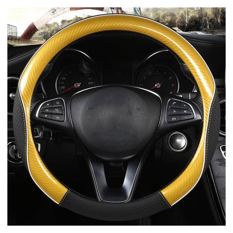 Auto Lenkradbezug Für Subaru Für Forester Für Legacy XV Für BRZ Für WRX Leder Auto Lenkrad Abdeckung Automotive Rad Abdeckung Auto Lenkradhüllen(Yellow O Shape) von VETJMUA