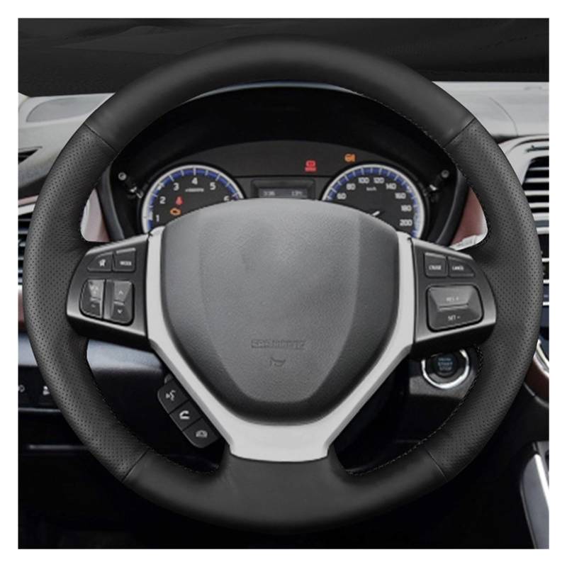 Auto Lenkradbezug Für Suzuki Für CELERIO Für S-Cross SX4 2013 2014 Für Vitara 2015 Custom Car Lenkrad Geflecht Abdeckung Leder Auto Lenkradhüllen(White Thread) von VETJMUA