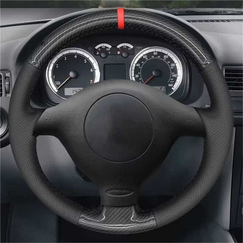 Auto Lenkradbezug Für VW Für Golf 4 IV Für Passat B5 Für Variant Für Polo Für Bora Für Sharan Für Sitz Für Leon MK1 Leder Geflecht Auto Lenkrad Abdeckung Auto Lenkradhüllen(Red Blue Thread) von VETJMUA