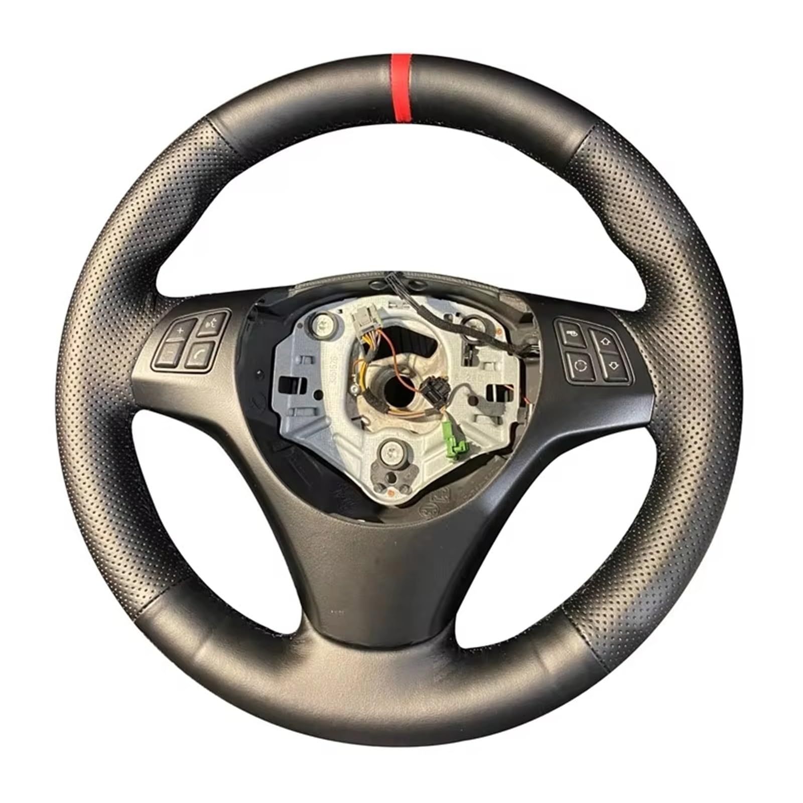 Auto Lenkradbezug Sport E90 E91 E92 E93 E87 E81 E82 E88 X1 E84 M3 Anti-Rutsch-Auto-Schwarz-Leder-Auto-Lenkrad-Geflecht-Abdeckung Auto Lenkradhüllen(Orange Thread) von VETJMUA