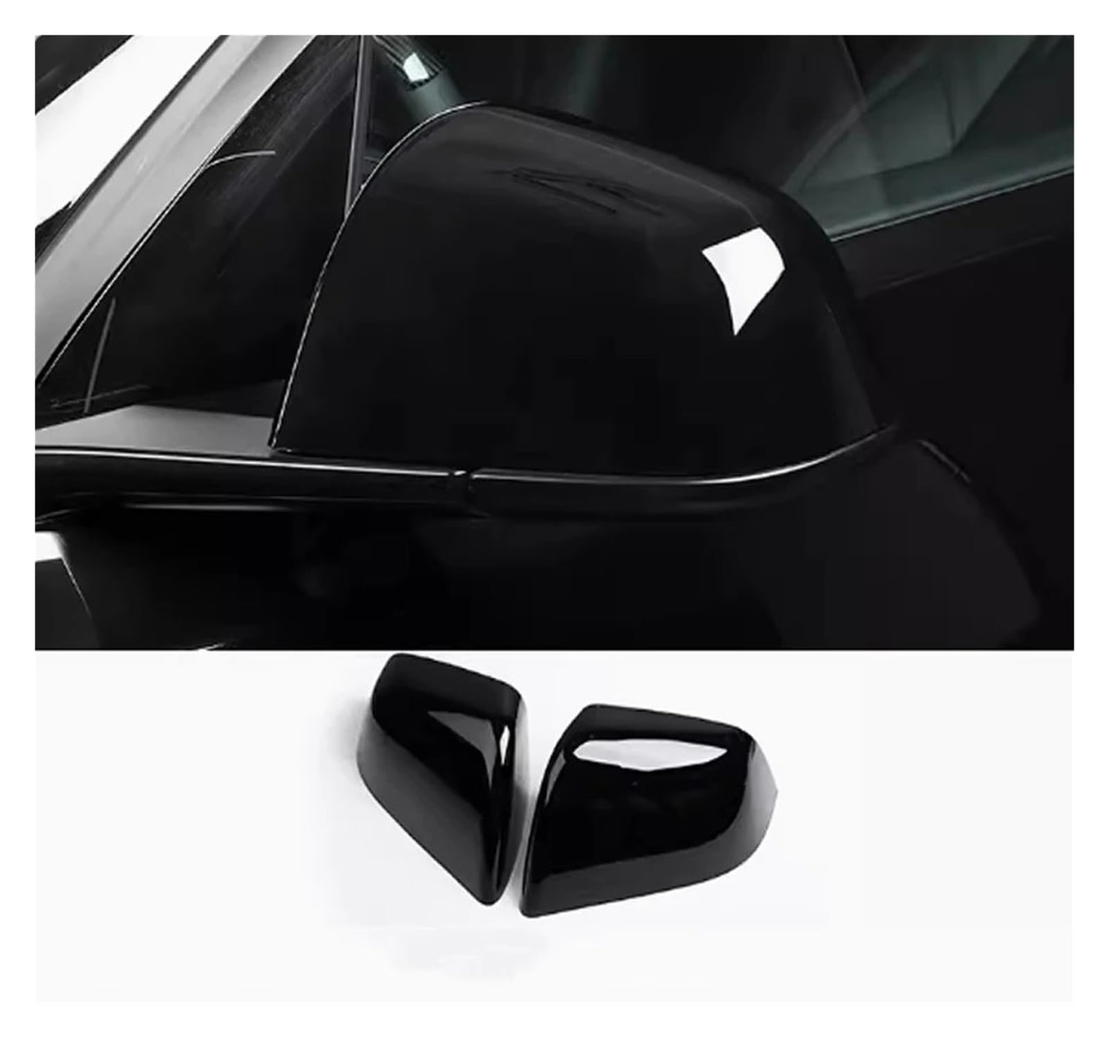 Auto Rückspiegel Kappe Für Tesla Für Modell 3/Für Modell Y Ersetzen Auto Zubehör Rückspiegel Shell Cap Gehäuse Flügel Tür Seite Spiegel Abdeckung Tür Spiegelkappen(Bright black) von VETJMUA