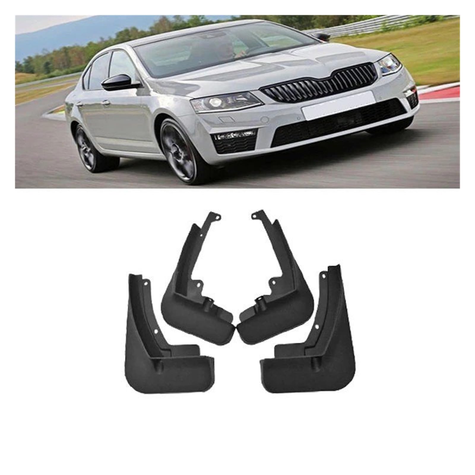 Auto Schmutzfänger Für Skoda Für Octavia 2006-2016 Auto Schmutzfänger Schutz Für Kotflügel Vorne Hinten Rad Kotflügel Staubdicht Zubehör Schwarz 4 Stück Schutzbleche(B) von VETJMUA