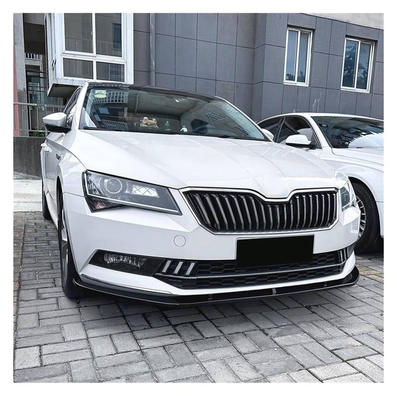 Front Bumper Spoiler Lippe Für Skoda Für Superb B8 III 3V3 3V5 2015-2019 Diffusor Tuning Protector Separator Body Kit Auto Vorderen Stoßfänger Lip Spoiler Splitter Frontspoiler(Glossy Black) von VETJMUA