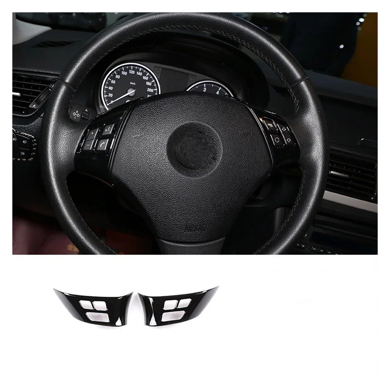 Interieur Zubehör Für 1 3er E87 E90 E92 2004-2012 ABS Auto Lenkrad Dekoration Abdeckung Zierrahmen Aufkleber Autozubehör Auto Zubehör Innenraum(Style A Black) von VETJMUA