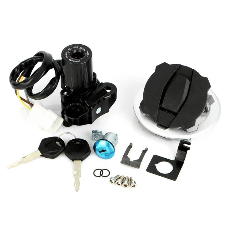 Zündschalter Für Kawasaki Für Ninja 650 Z650 EX650 2017 2018 2019 2020 2021 2022 2023 Motorrad Zündschloss Kraftstoff Gas Kappe Sitz Lock Key Set Moto Zündschloss von VETJMUA