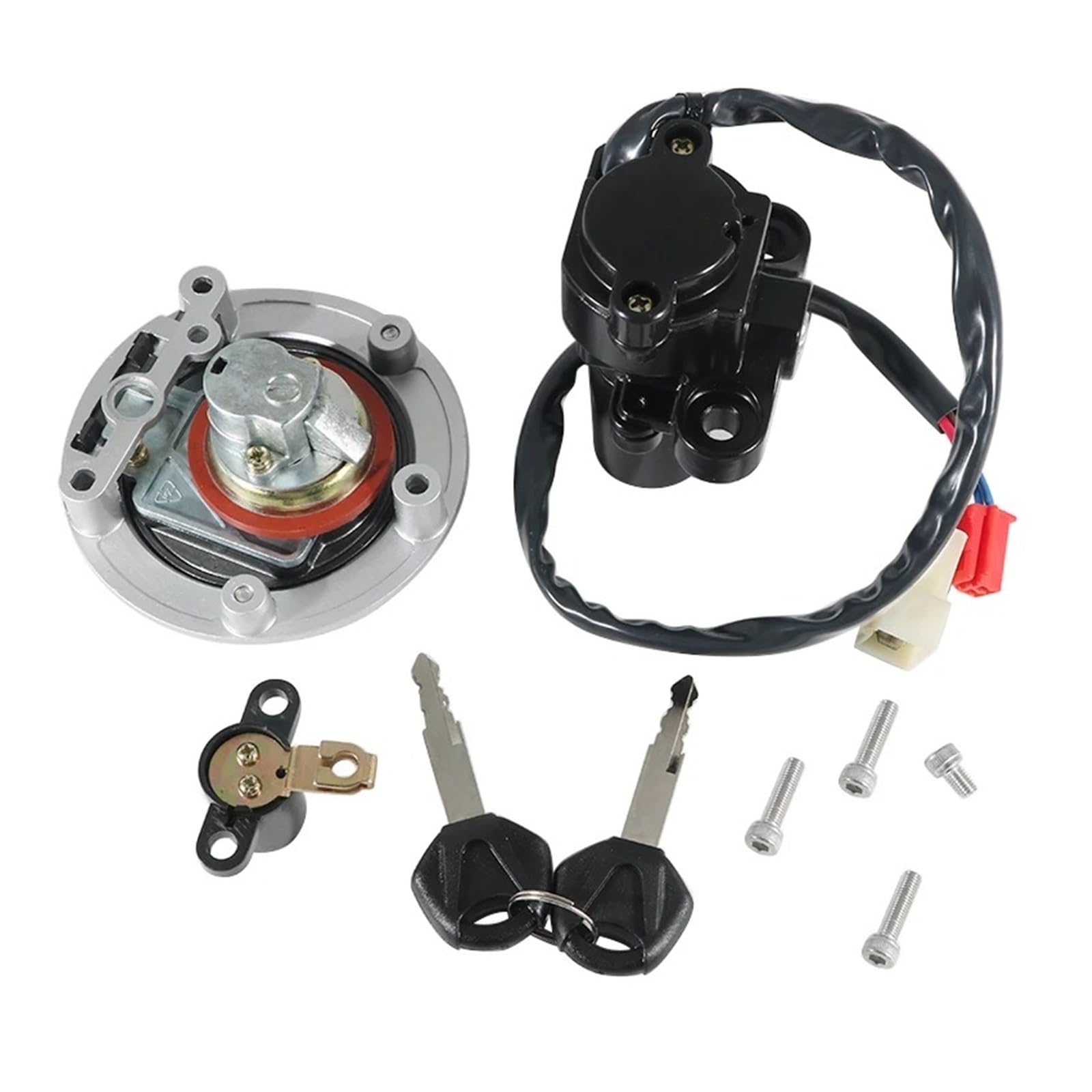 Zündschalter Für MT03 Für YZF-R6 Für YZF-R1 XJ6 XT660 1998-2015 Motorrad Zündschlüssel Kraftstoff Gas Kappe Sitz Lock Kit Moto Zündschloss von VETJMUA