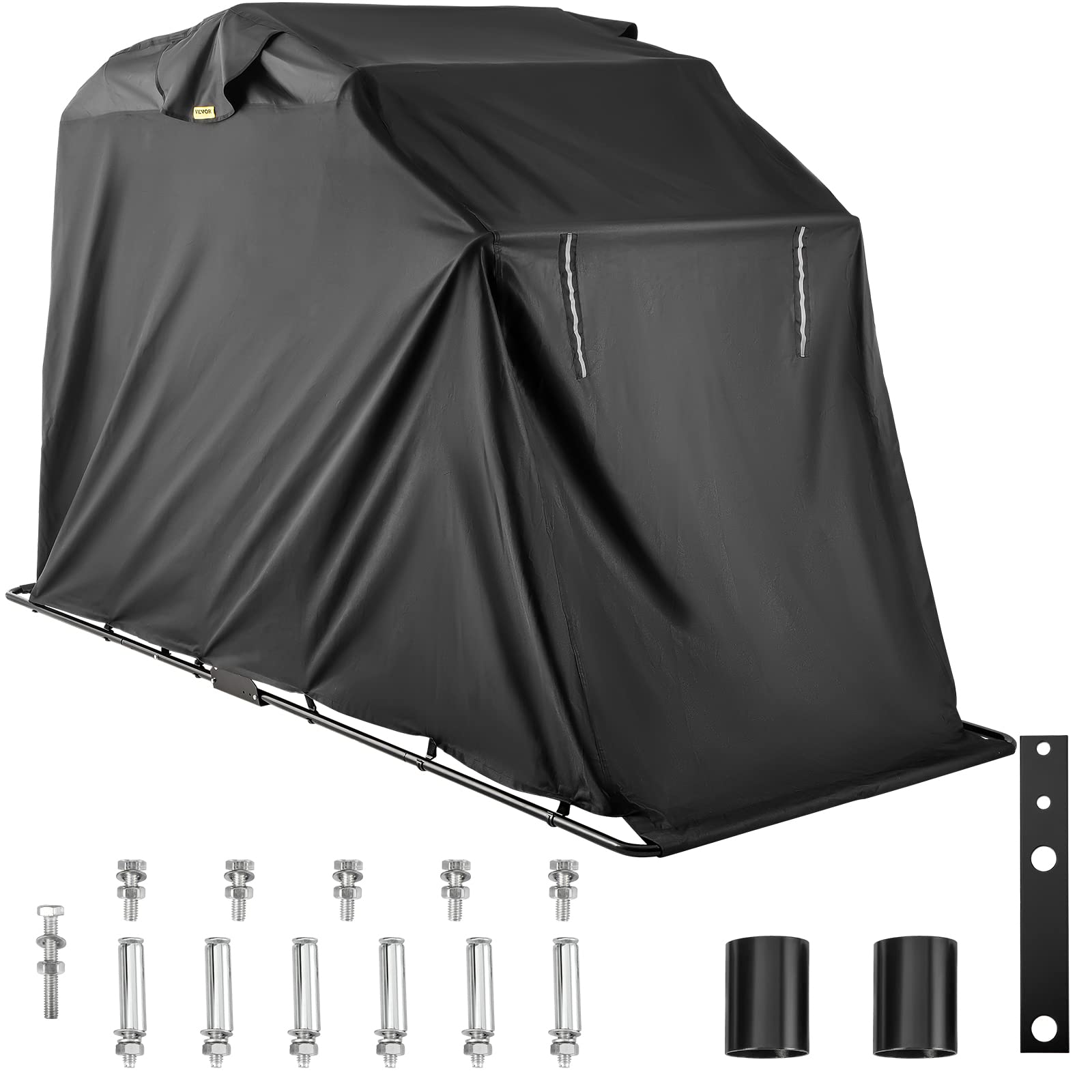 VEVO 270 x 105 x 155 cm Motorradgarage , Schutzplane XL Farbe Schwarz NEU 600D Oxford Stoff Motorradabdeckung, Abdeckhaube Indoor Motorradplane Tragetasche Wasserdichten von VEVO