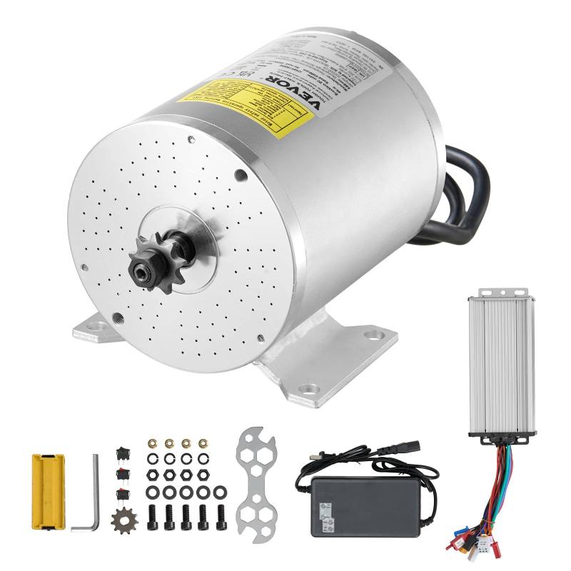 VEVOR 1800 W elektrischer bürstenloser Gleichstrommotor-Bausatz – 48 V 4500 U/min Motor, Elektromotor mit verbessertem Drehzahlregler, Ideal für Go Karts E-Bike Motorrad Roller von VEVOR