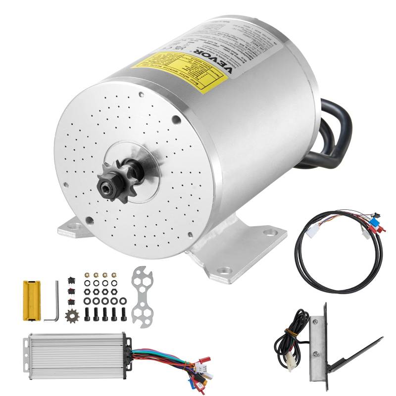 VEVOR 1800 W elektrischer bürstenloser Gleichstrommotor-Bausatz – 48 V 4500 U/min Motor mit verbessertem Drehzahlregler und Fußpedal-Gashebel-Bausatz für Go Karts E-Bike Motorrad Roller Heimwerker von VEVOR