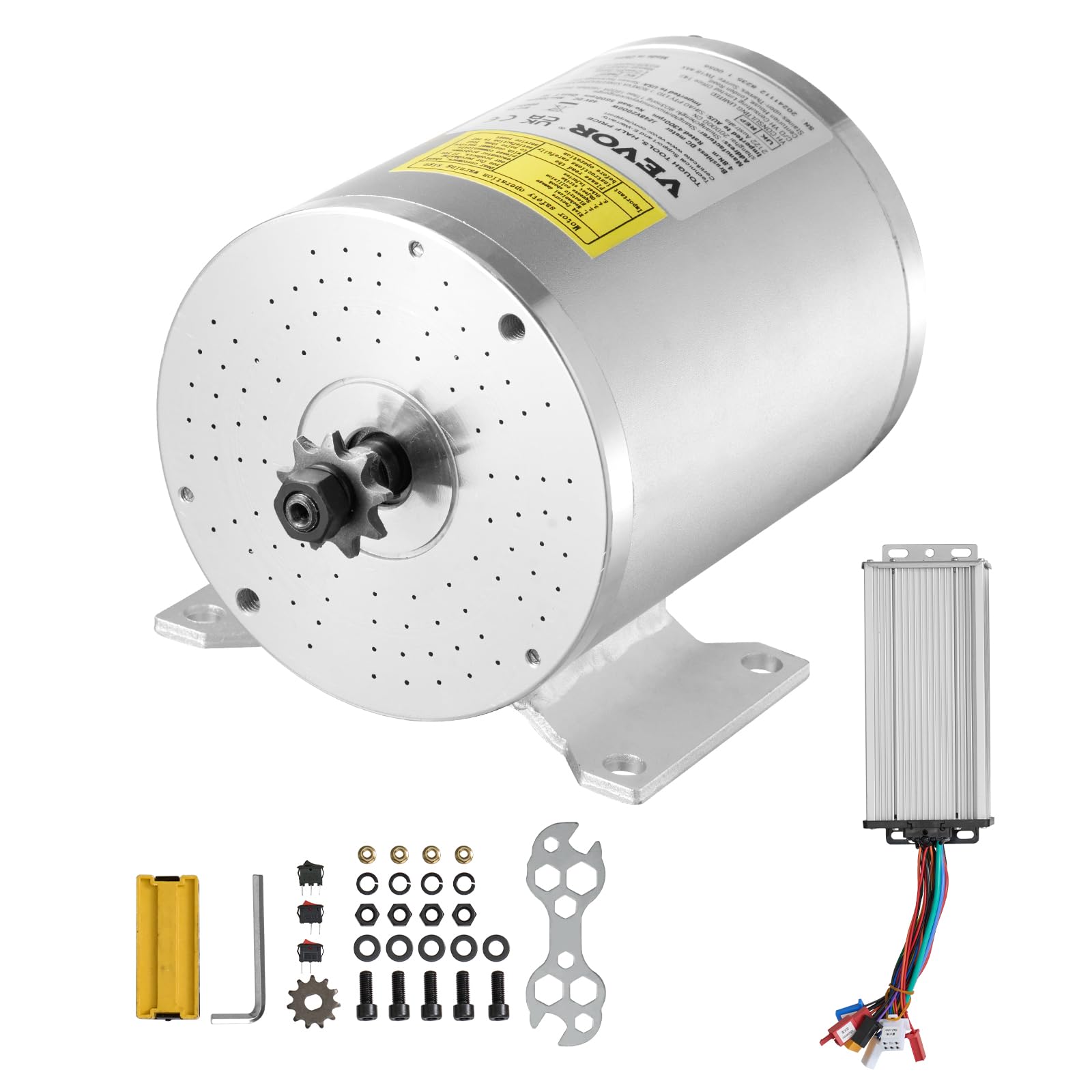 VEVOR 2000 W elektrischer bürstenloser Gleichstrommotor-Bausatz – 48 V 4300 U/min 4,8 Nm Elektromotor mit verbessertem Drehzahlregler, Ideal für Go Karts E-Bike Motorrad Roller von VEVOR