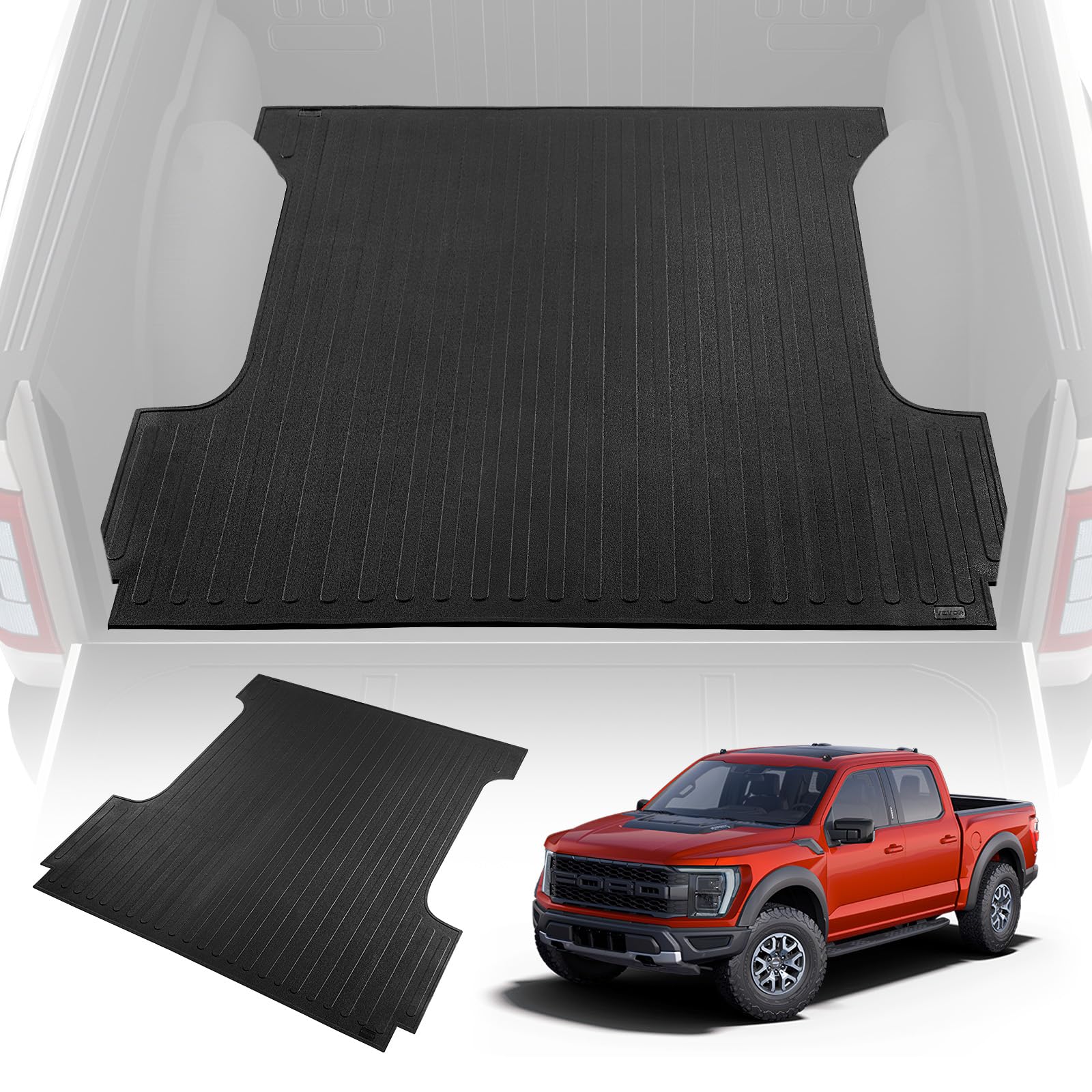 VEVOR 2015–2023 Ford F150 LKW-Ladeflächenmatte 1690 x 1625 x 6,2 mm, rutschfest Kratzfest Gummi Ladeflächenmatte, Schwarz Leicht zu säubern, 6,2 mm Dicke Matratze, Ideal für den Transport von Waren von VEVOR