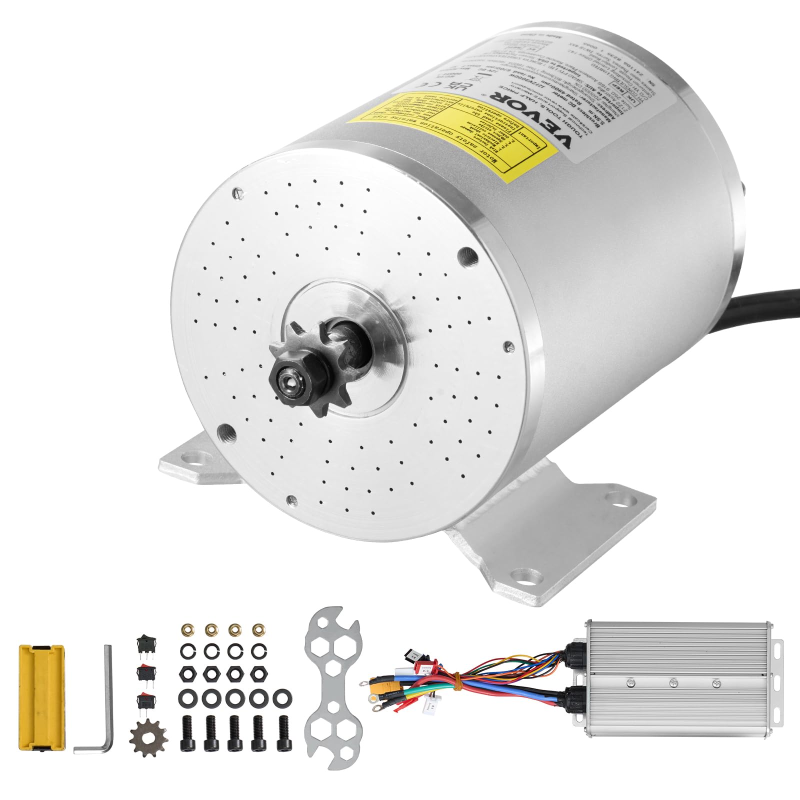 VEVOR 3000 W elektrischer bürstenloser Gleichstrommotor-Bausatz – 72 V 4900 U/min 5,5 Nm Elektromotor mit verbessertem Drehzahlregler, Geräuscharm, Ideal für Go Karts E-Bike Motorrad Roller von VEVOR