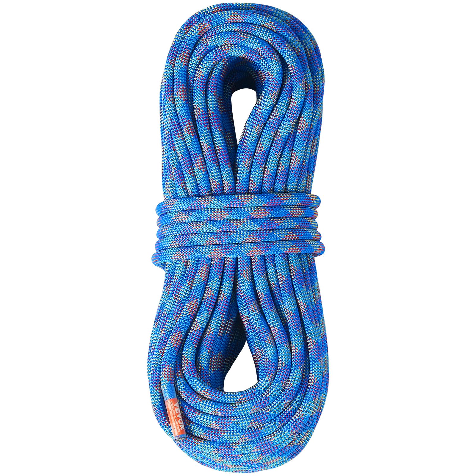 VEVOR 40 m dynamisches Kletterseil, 10,2 mm Outdoor-Kletterseil, 25 kN Bruchspannung, dehnbares Faserseil Mehrzweckseil mit Stahlkarabinerhaken für Flucht, Abseilen, Brandrettung, Blau von VEVOR